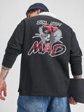 WB By Highlander Men Black Tom And Jerry Shirt Collar Pullover Sweatshirt - Black - Image 1