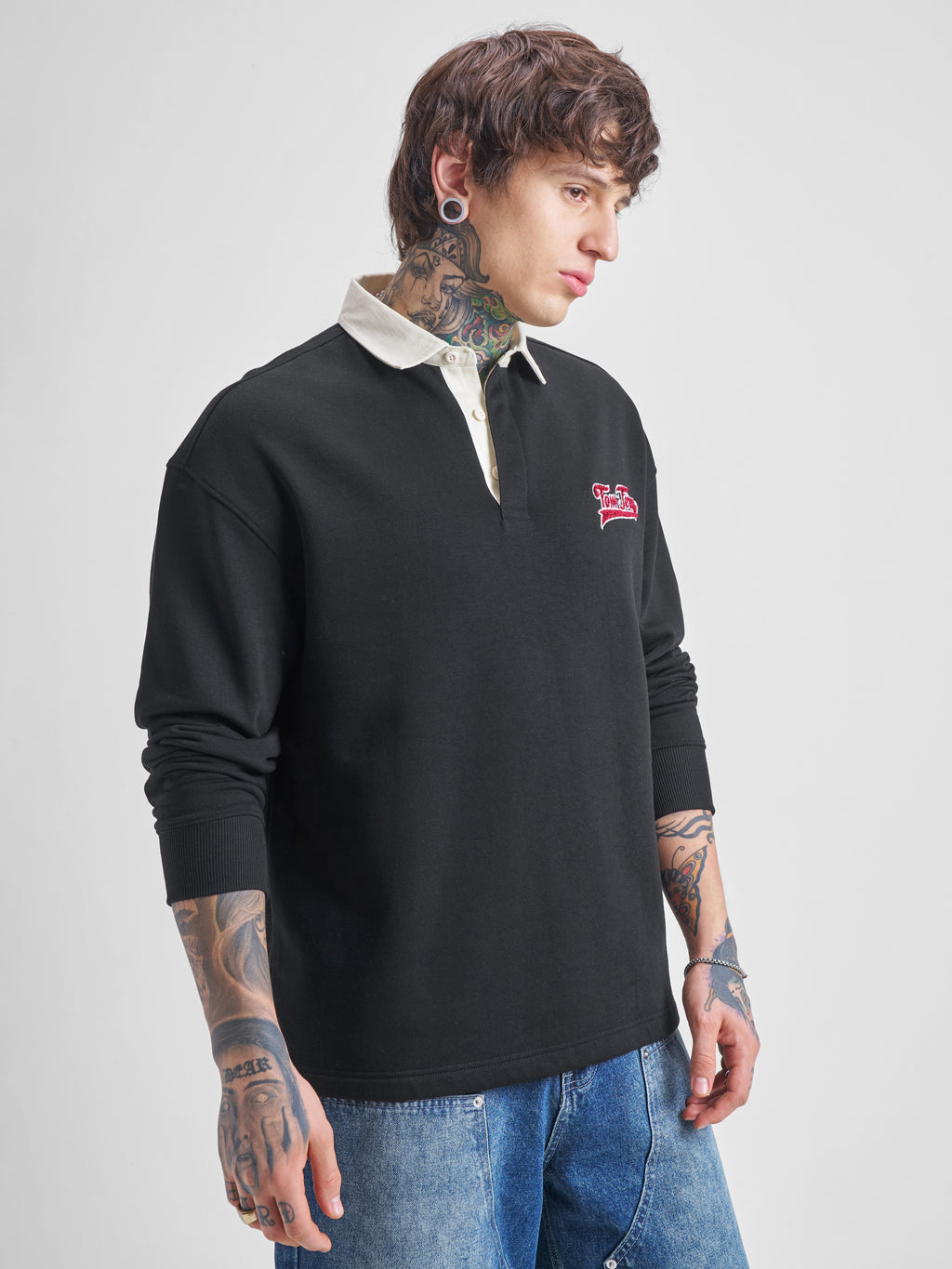WB By Highlander Men Black Tom And Jerry Shirt Collar Pullover Sweatshirt - Black - Image 6