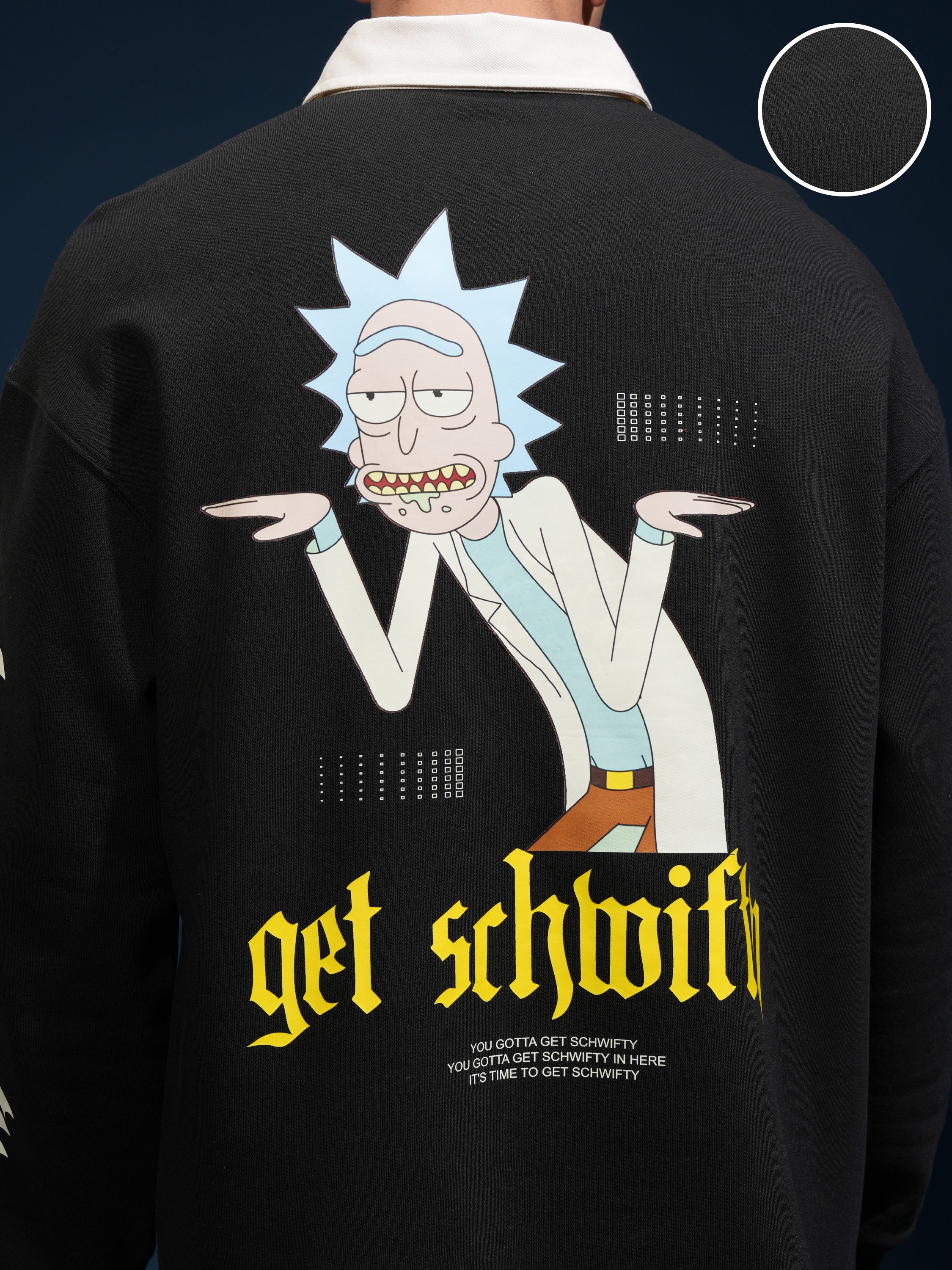 WB By Highlander Men Black Rick Sanchez Printed Polo Collar T-Shirt - Black - Image 5