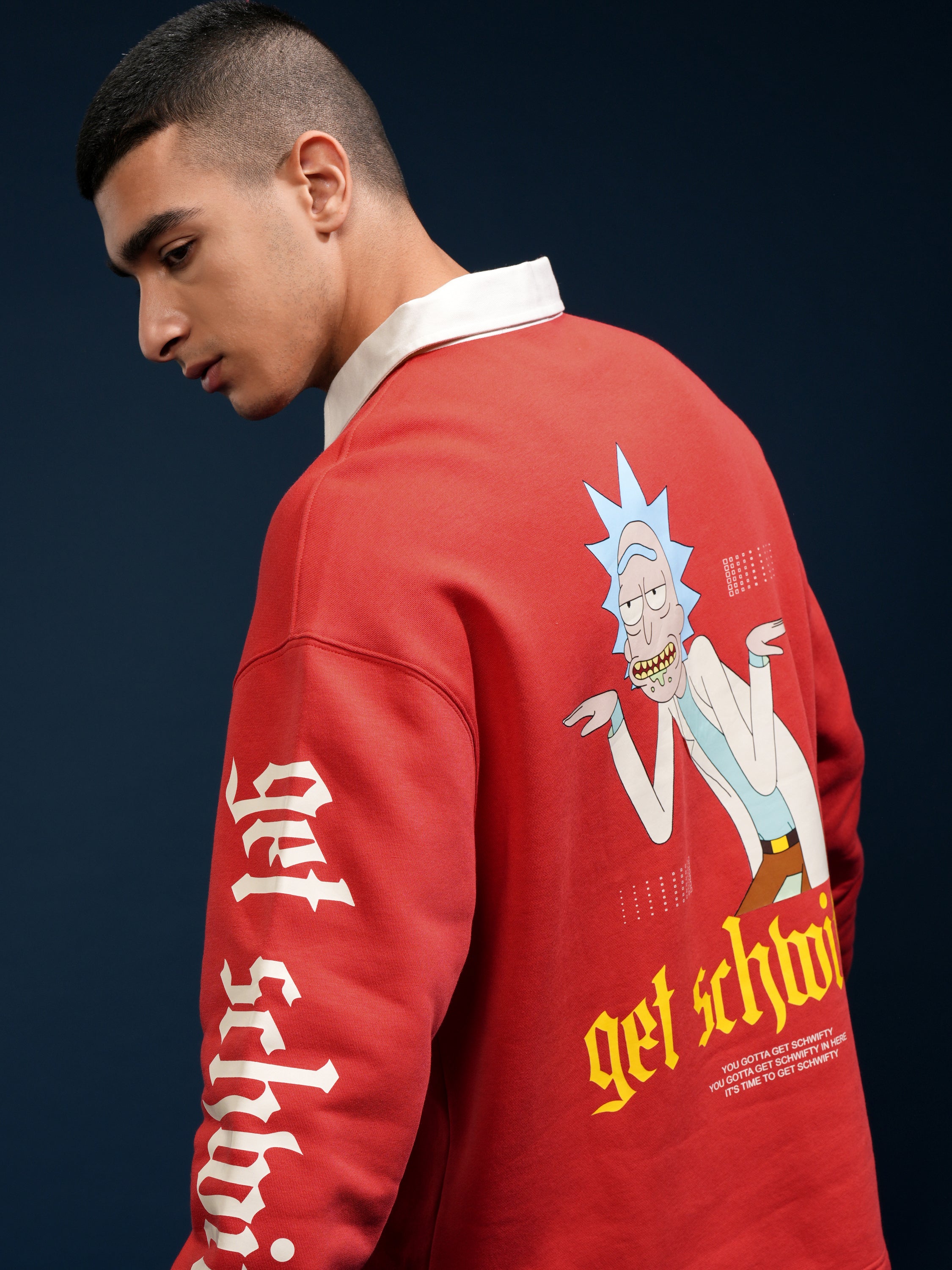 WB By Highlander Men Red Rick Sanchez Printed Polo Collar T-Shirt - Red - Image 1