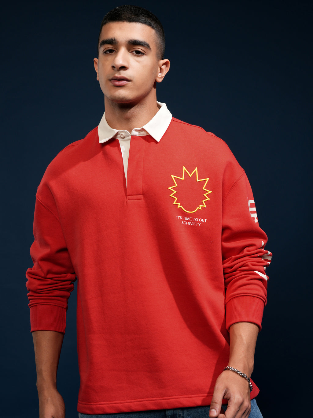 WB By Highlander Men Red Rick Sanchez Printed Polo Collar T-Shirt - Red - Image 3