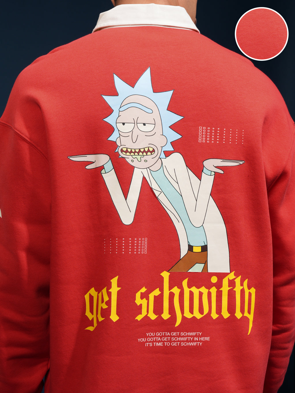 WB By Highlander Men Red Rick Sanchez Printed Polo Collar T-Shirt - Red - Image 5