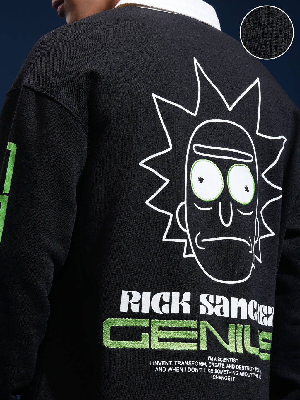 WB By Highlander Men Black Rick Sanchez Printed Polo Collar T-Shirt - Black - Image 5