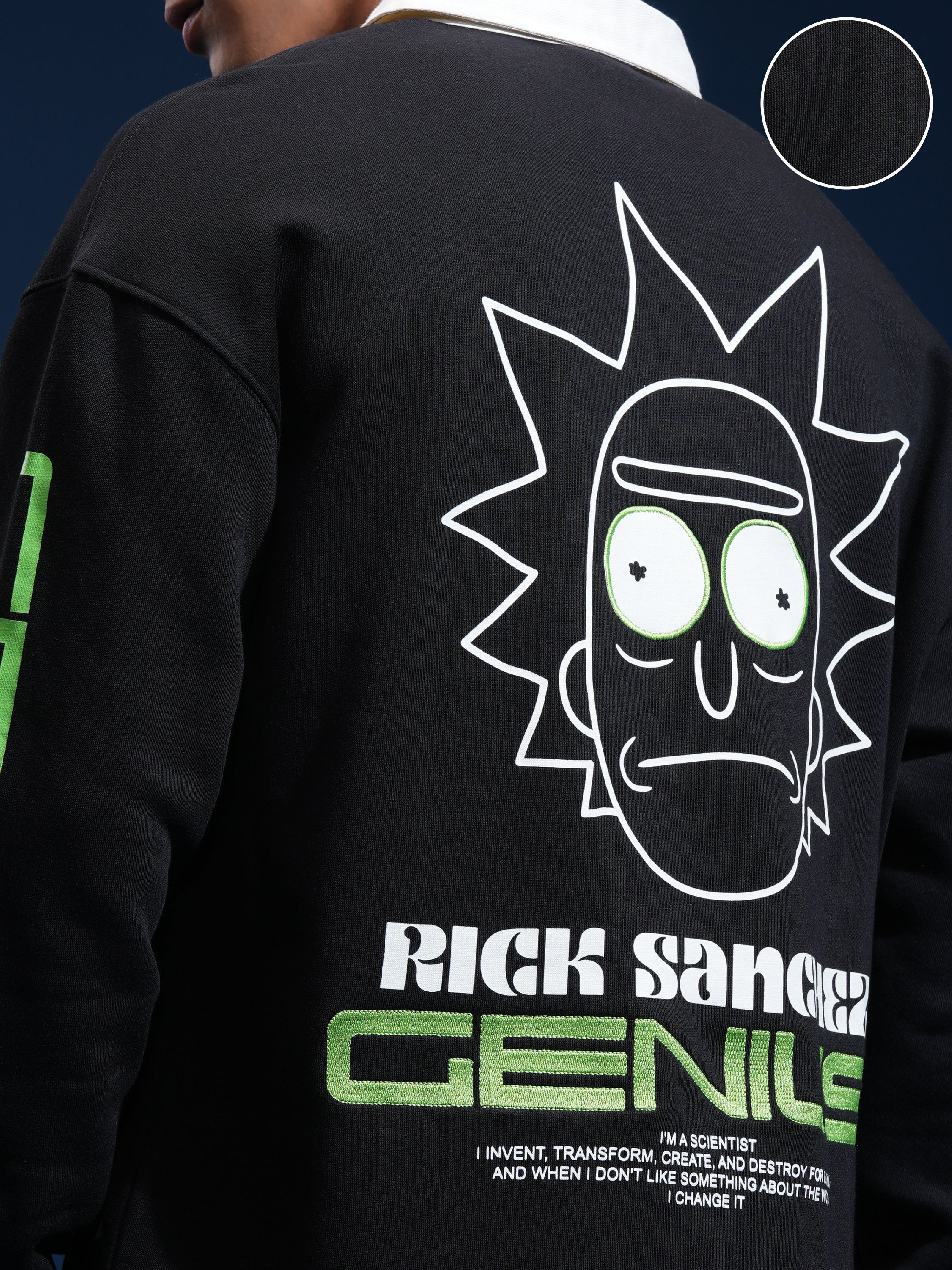 WB By Highlander Men Black Rick Sanchez Printed Polo Collar T-Shirt - Black - Image 5