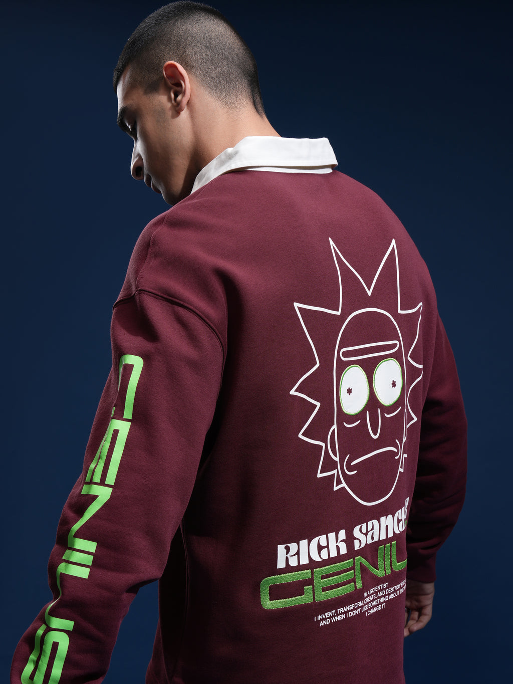 WB By Highlander Men Maroon Rick Sanchez Printed Polo Collar T-Shirt - Maroon - Image 1