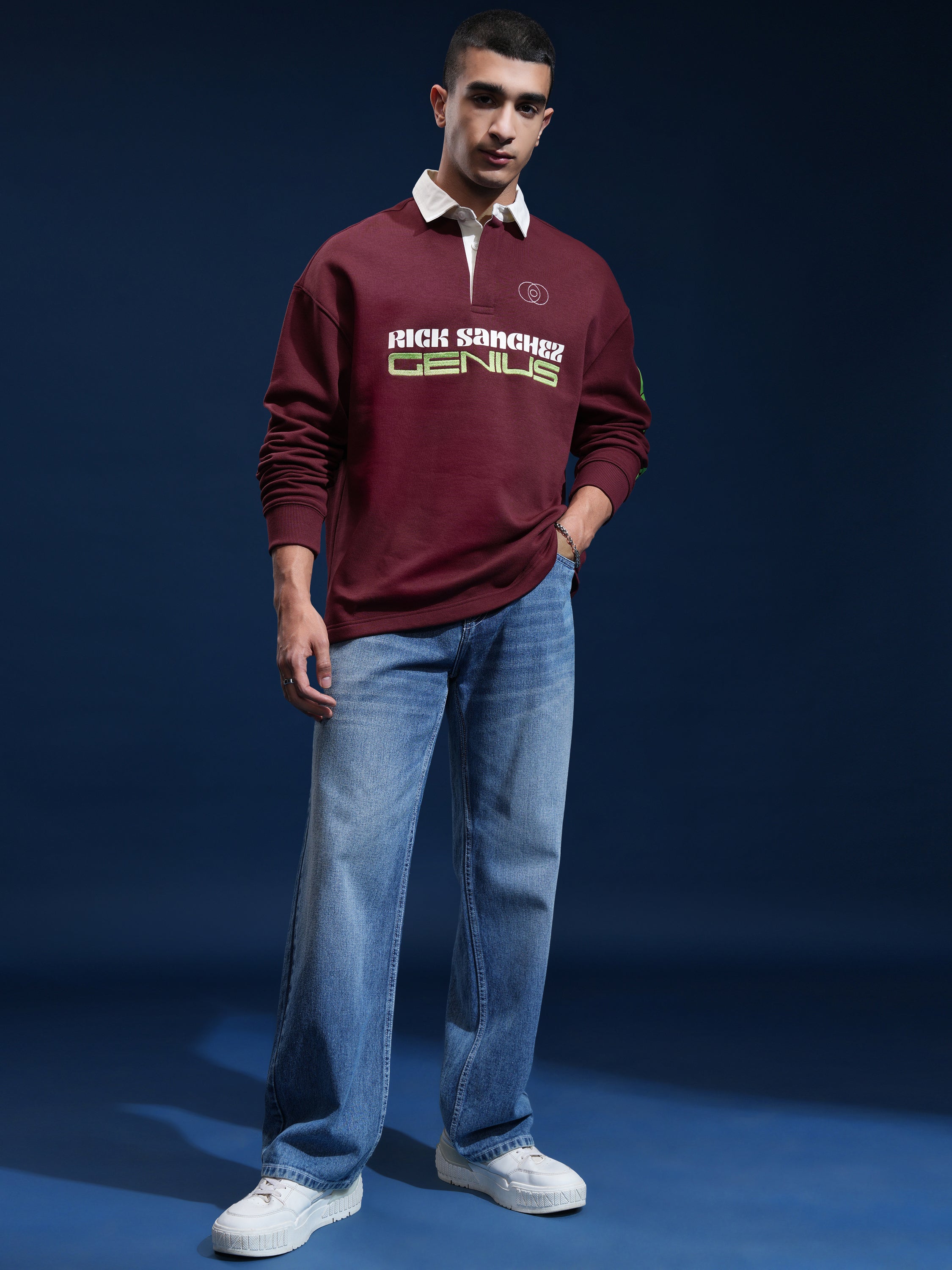 WB By Highlander Men Maroon Rick Sanchez Printed Polo Collar T-Shirt - Maroon - Image 2