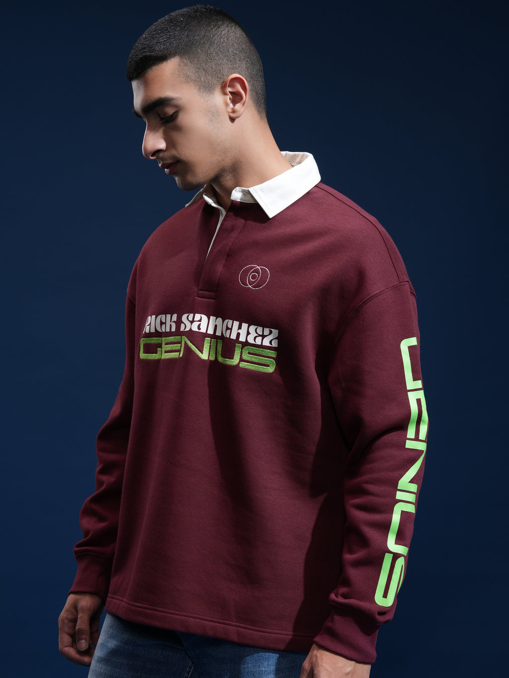 WB By Highlander Men Maroon Rick Sanchez Printed Polo Collar T-Shirt - Maroon - Image 4