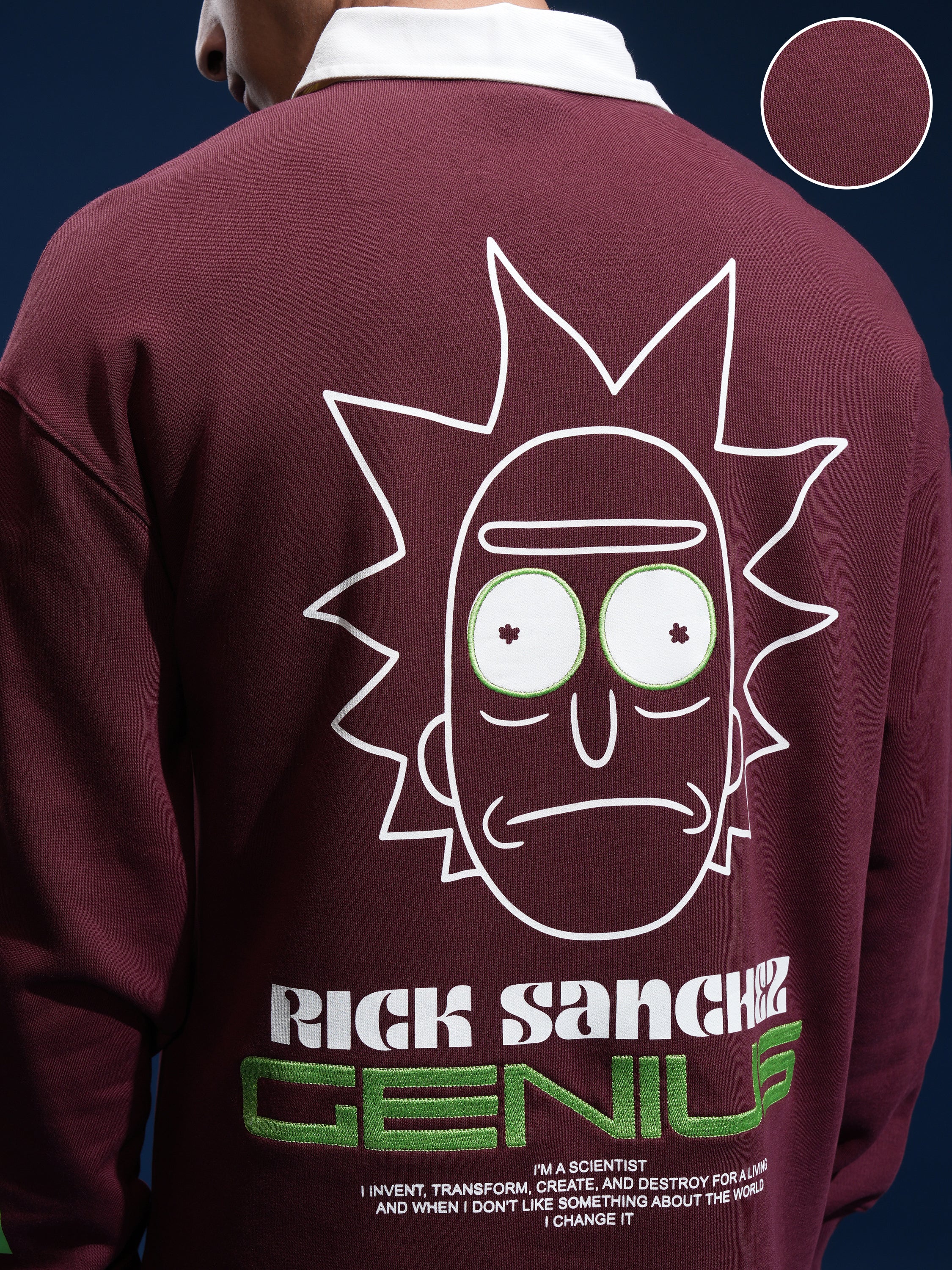 WB By Highlander Men Maroon Rick Sanchez Printed Polo Collar T-Shirt - Maroon - Image 5