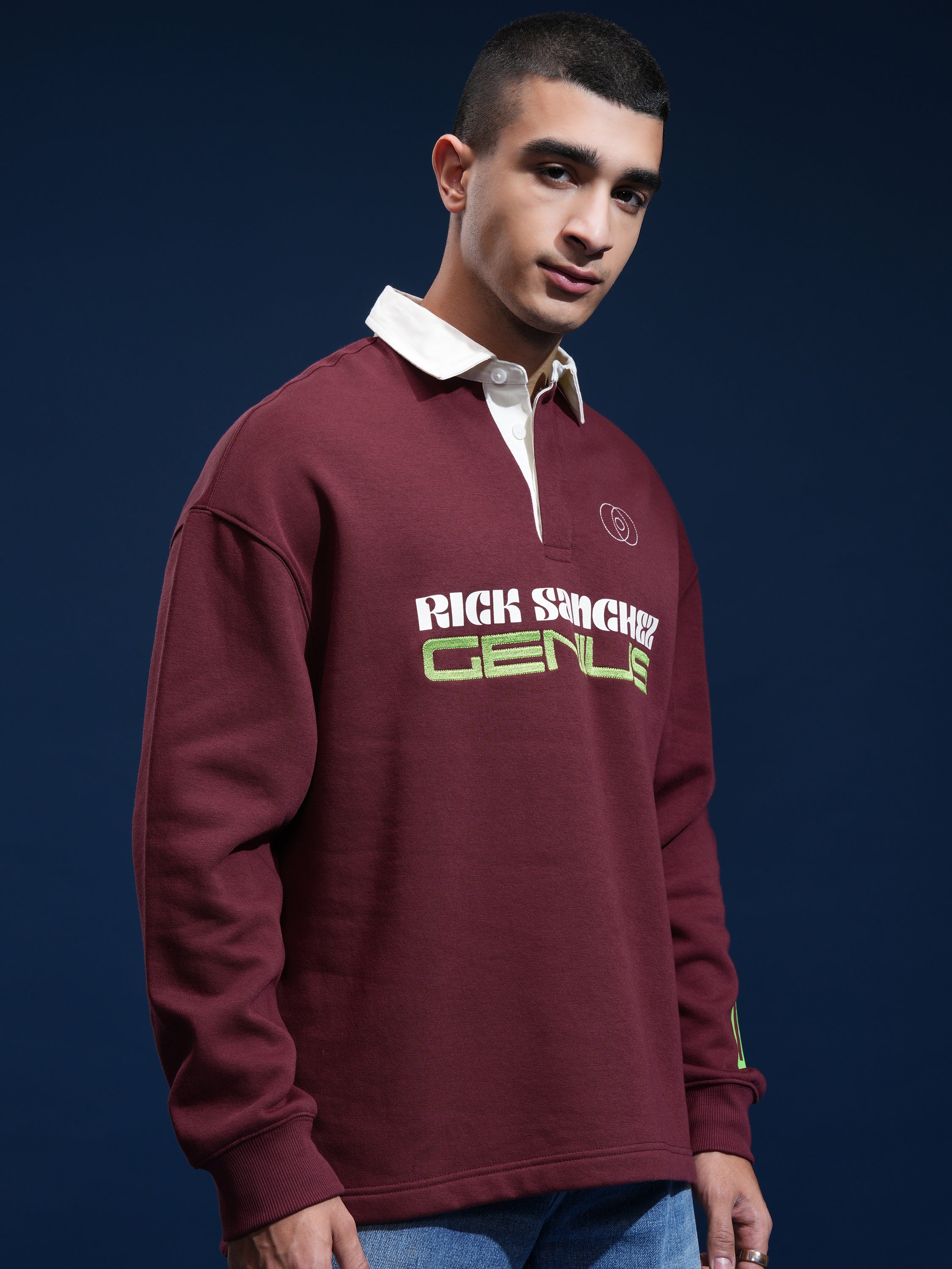 WB By Highlander Men Maroon Rick Sanchez Printed Polo Collar T-Shirt - Maroon - Image 6