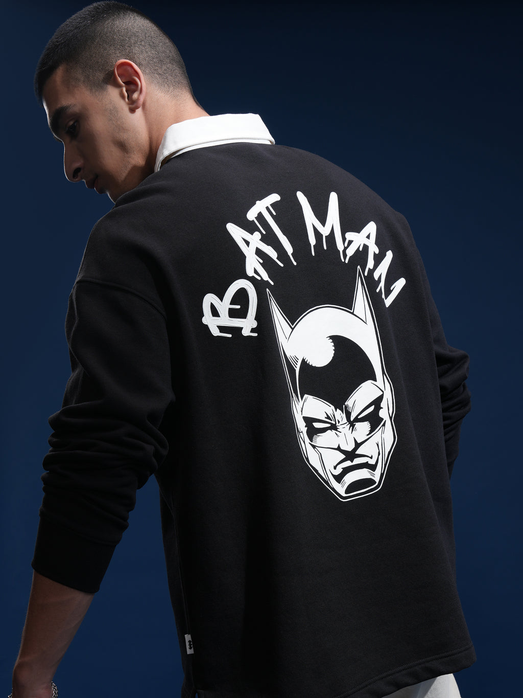 DC By Highlander Men Black Batman Printed Polo Collar T-Shirt - Black - Image 1