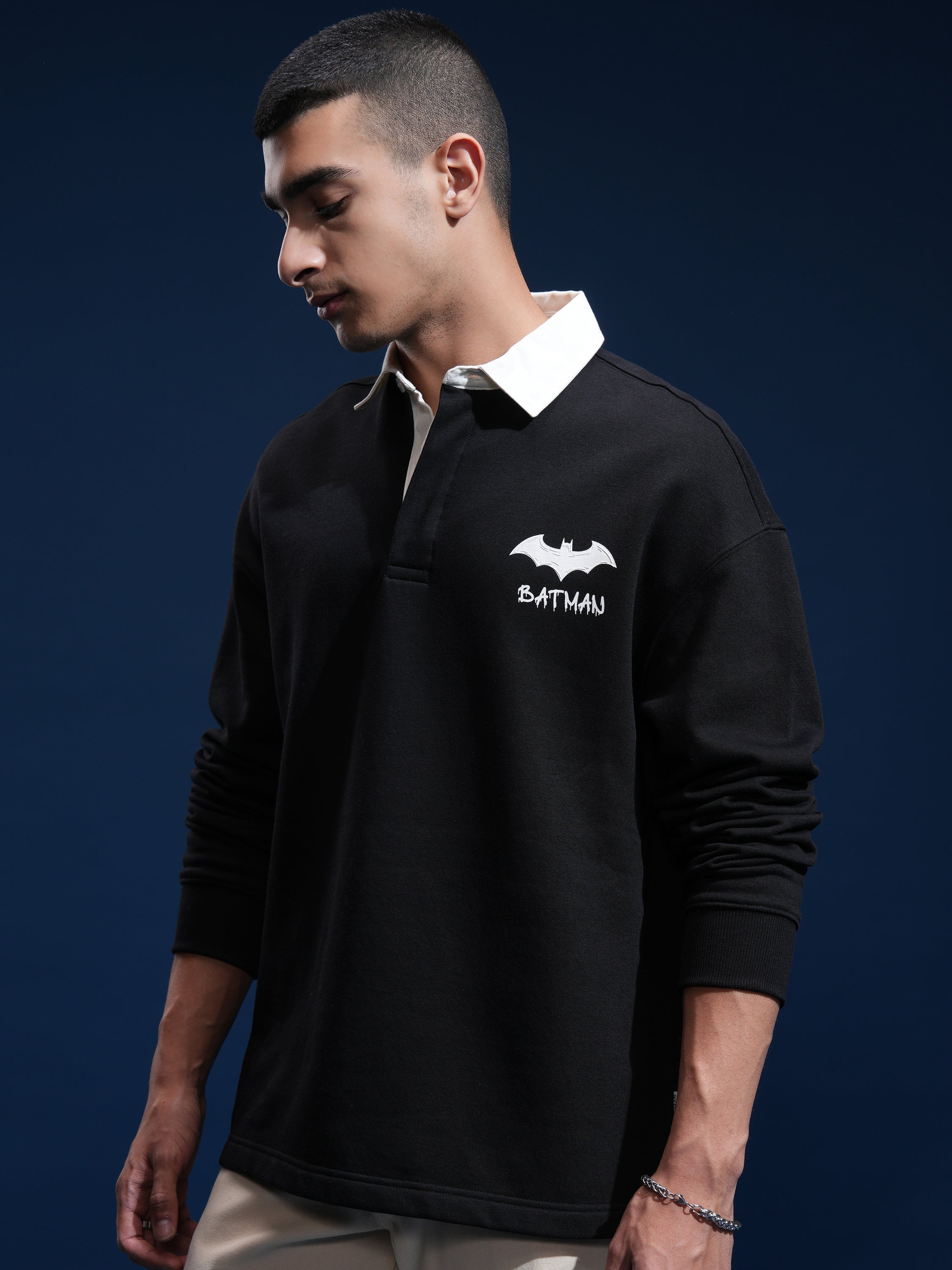 DC By Highlander Men Black Batman Printed Polo Collar T-Shirt - Black - Image 4