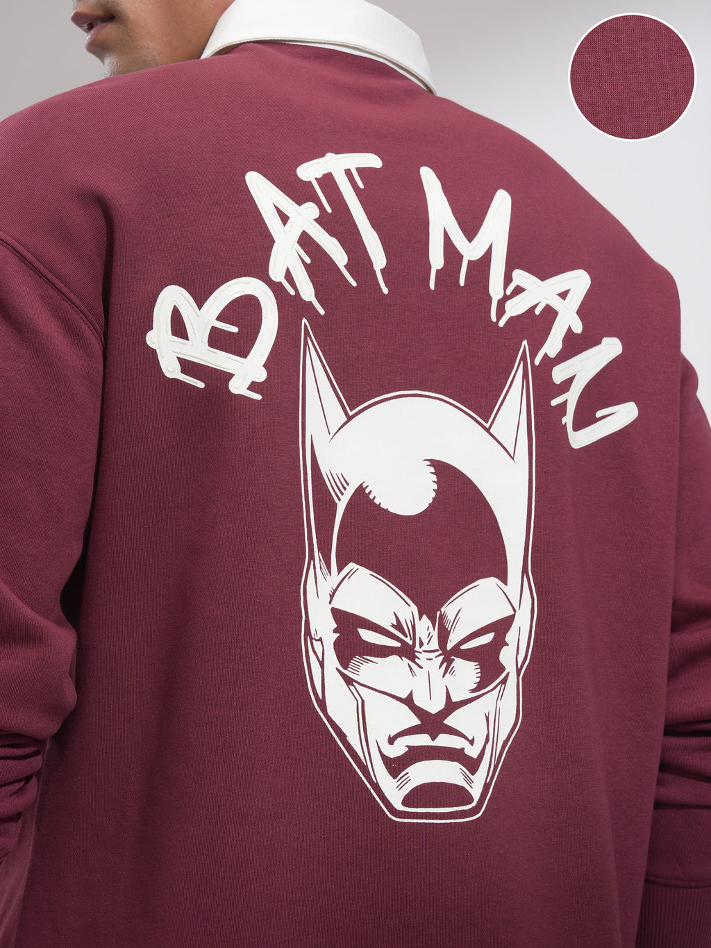 DC By Highlander Men Maroon Batman Printed Polo Collar T-Shirt - Maroon - Image 5