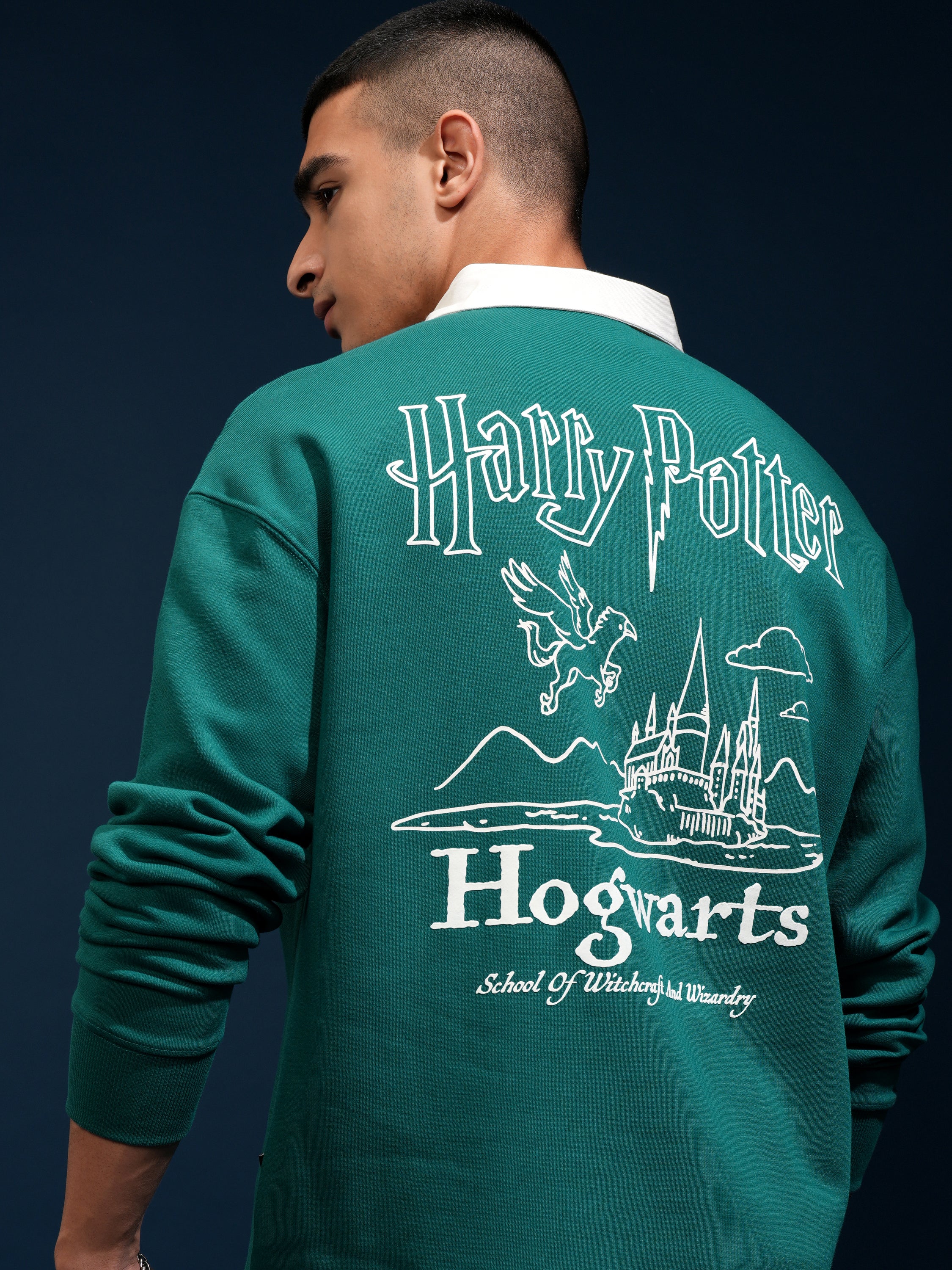WB By Highlander Men Green Harry Potter Printed Polo Collar T-Shirt - Green - Image 1