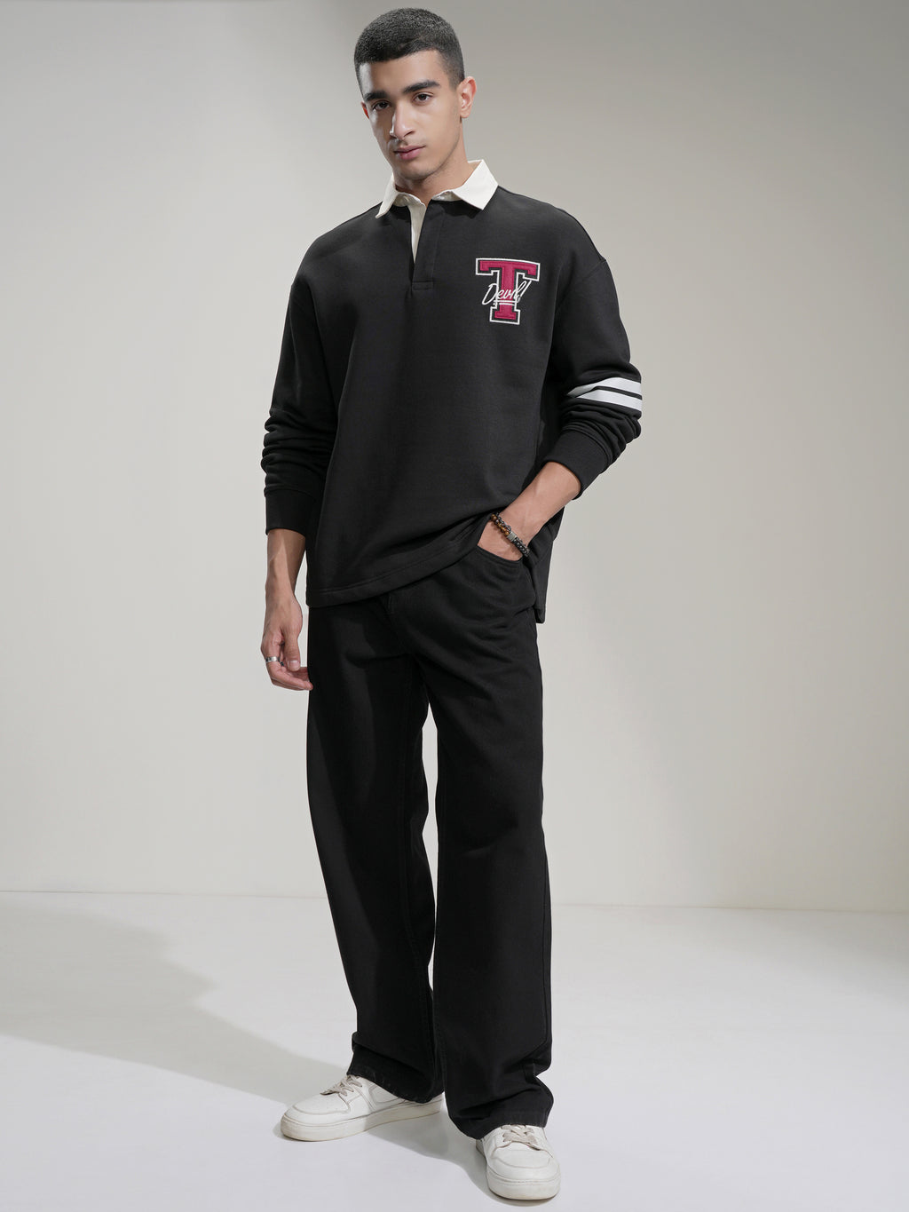 WB By Highlander Men Black Looney Tunes Printed Polo Collar T-Shirt - Black - Image 2