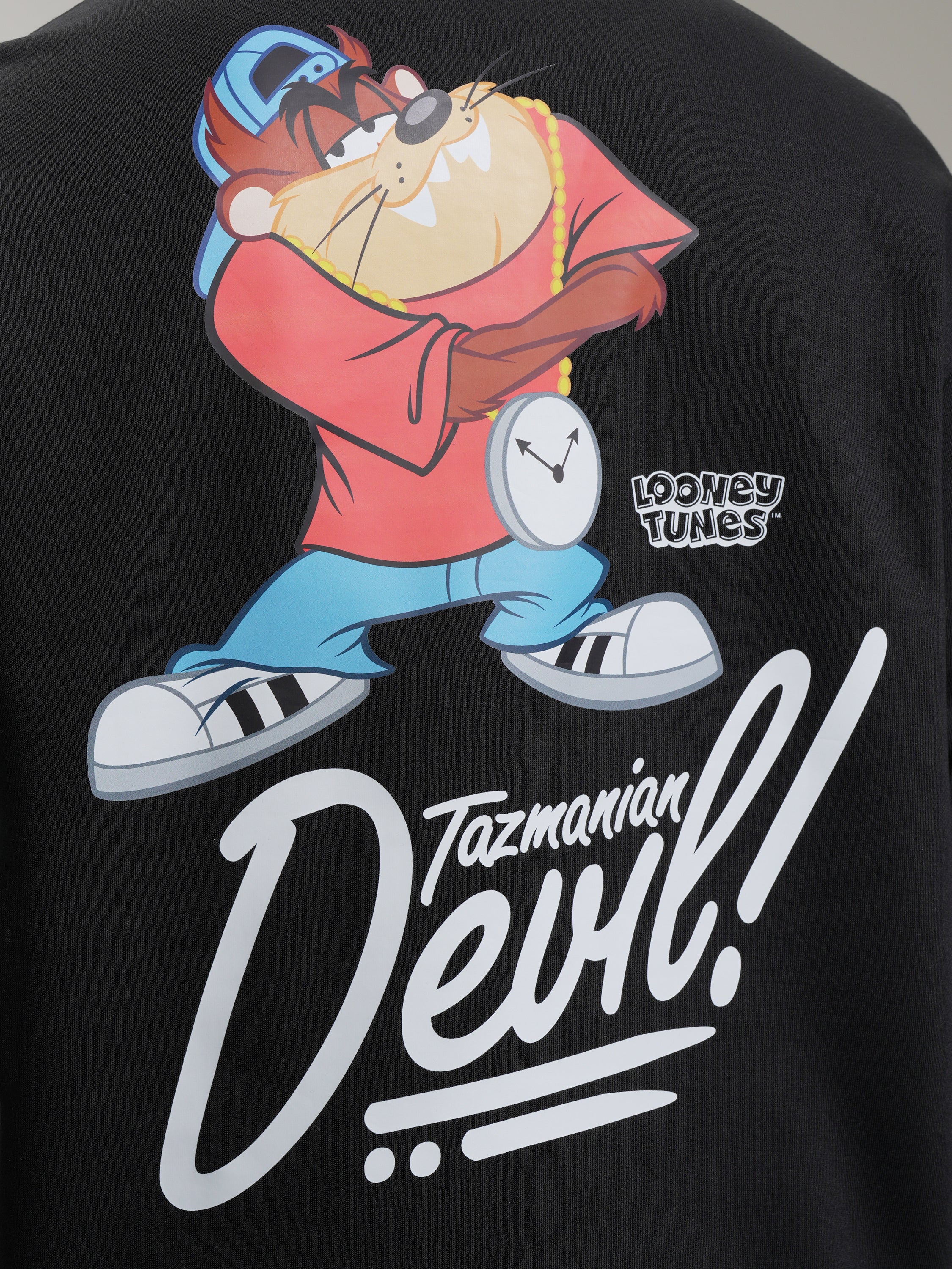 WB By Highlander Men Black Looney Tunes Printed Polo Collar T-Shirt - Black - Image 7