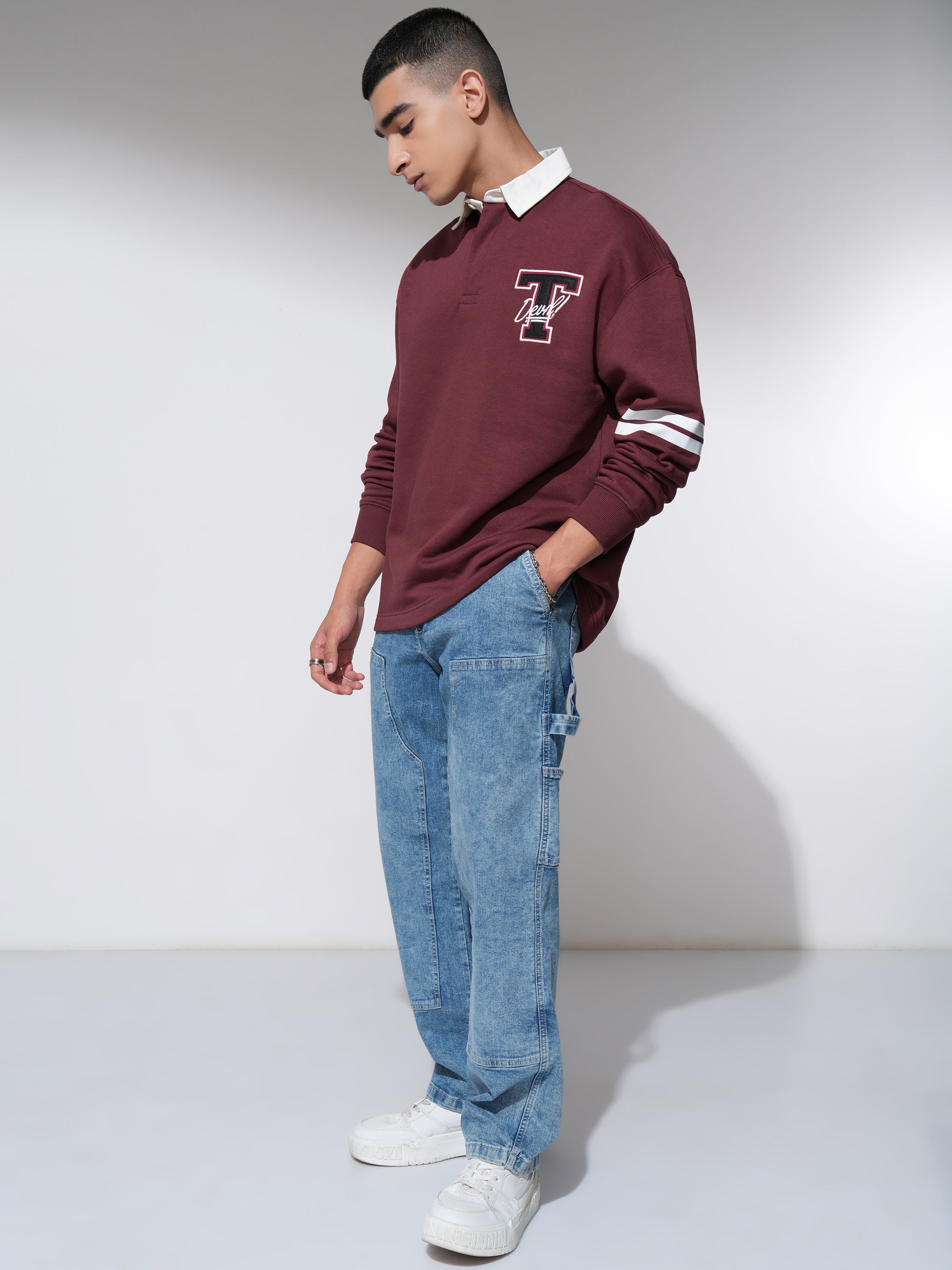 WB By Highlander Men Maroon Looney Tunes Printed Polo Collar T-Shirt - Maroon - Image 2