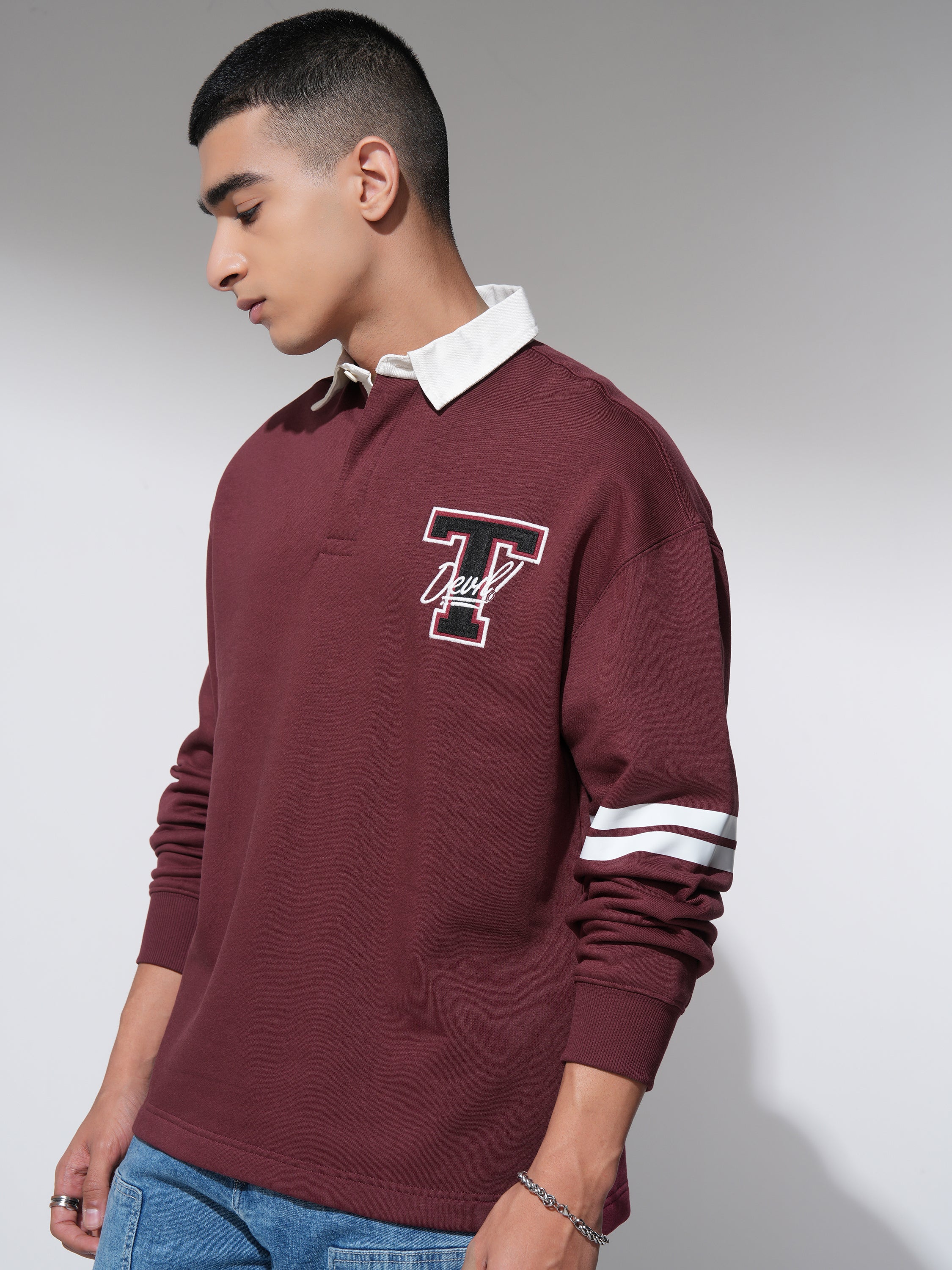 WB By Highlander Men Maroon Looney Tunes Printed Polo Collar T-Shirt - Maroon - Image 4