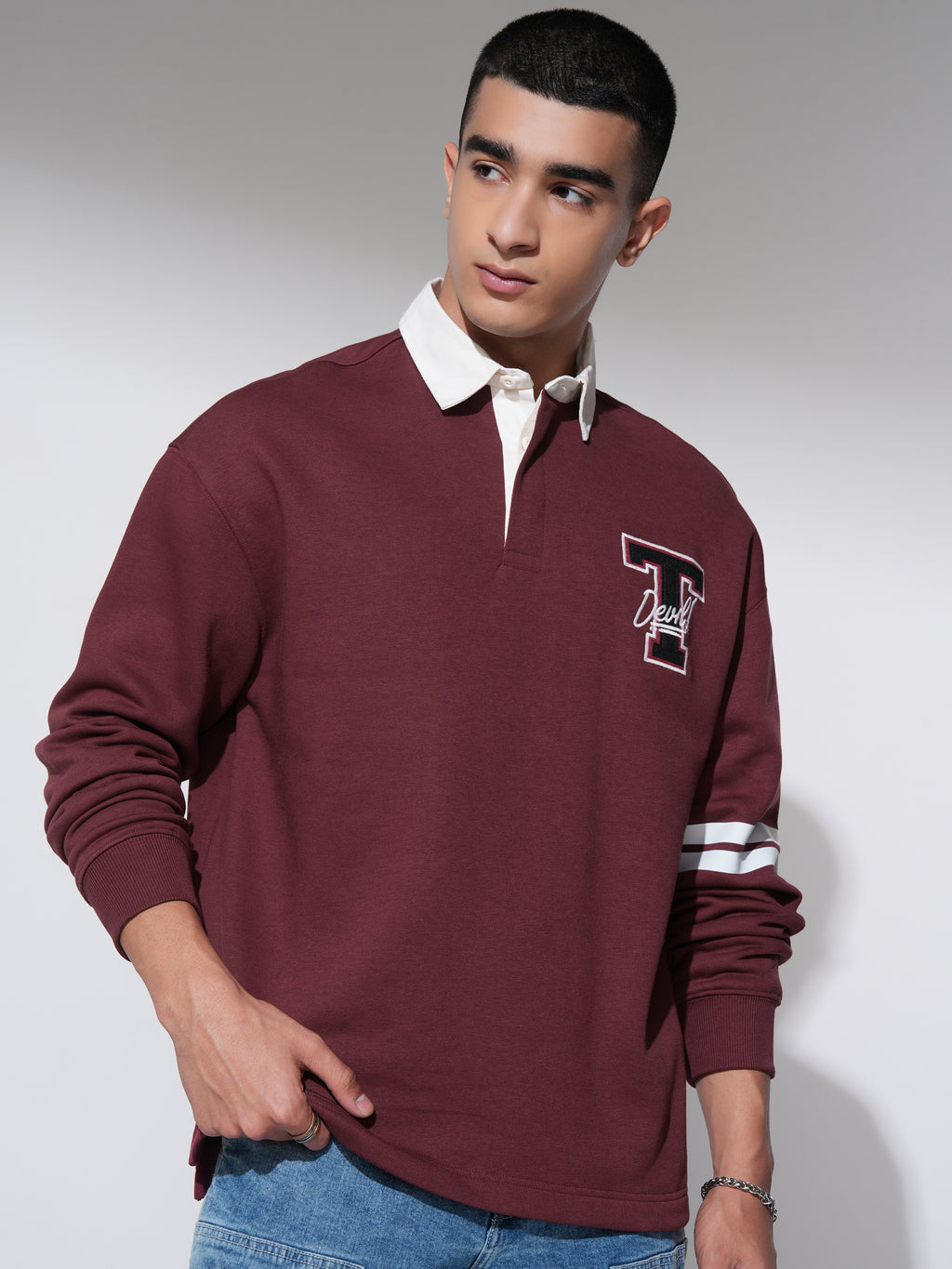 WB By Highlander Men Maroon Looney Tunes Printed Polo Collar T-Shirt - Maroon - Image 6