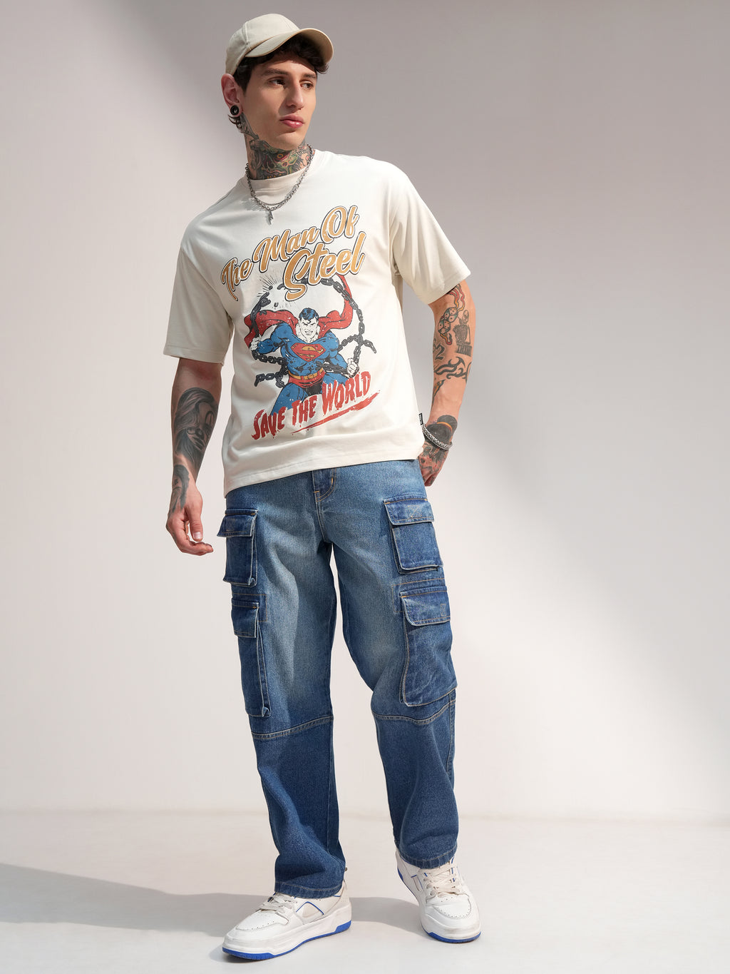 DC By Highlander Men Cream Superman Printed Round Neck T-Shirt - Cream - Image 2