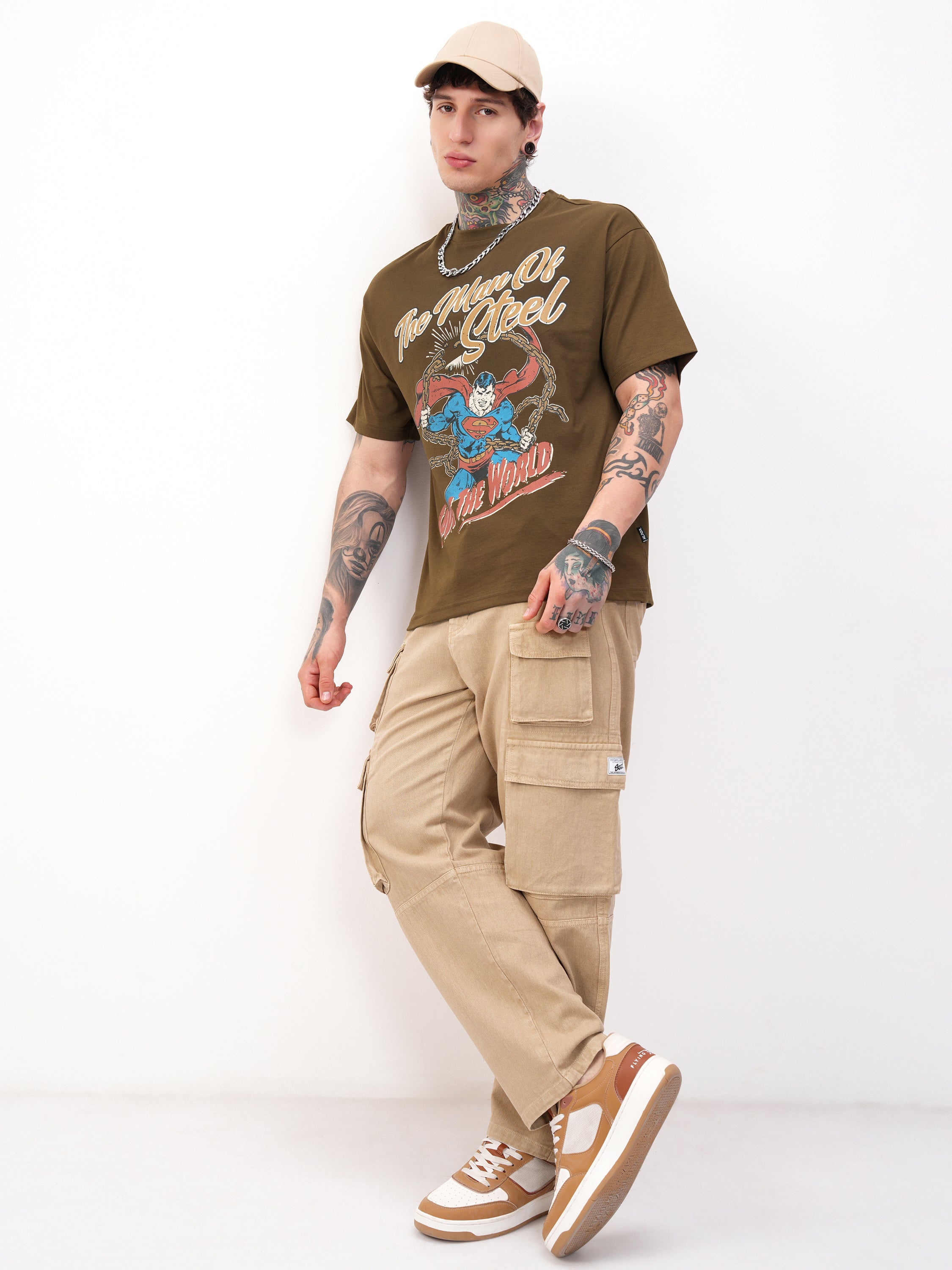 DC By Highlander Men Brown Superman Printed Round Neck T-Shirt - Brown - Image 2