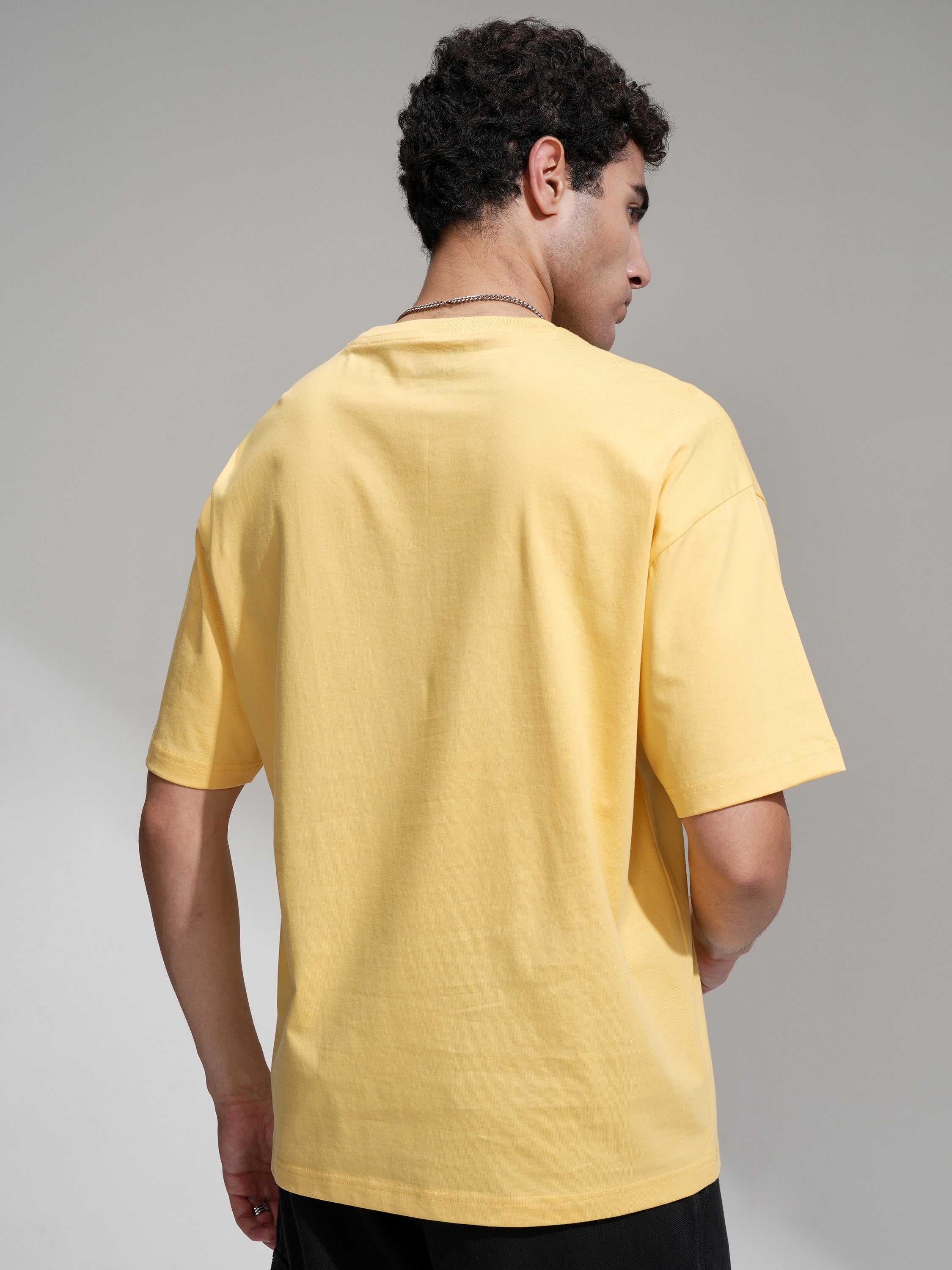 WB By Highlander Men Yellow Looney Tunes Printed Round Neck Oversized Fit T-Shirt - Yellow - Image 3