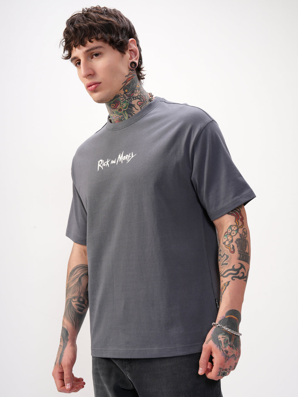 WB By Highlander Men Grey Rick And Morty Printed Round Neck T-Shirt - Grey - Image 4