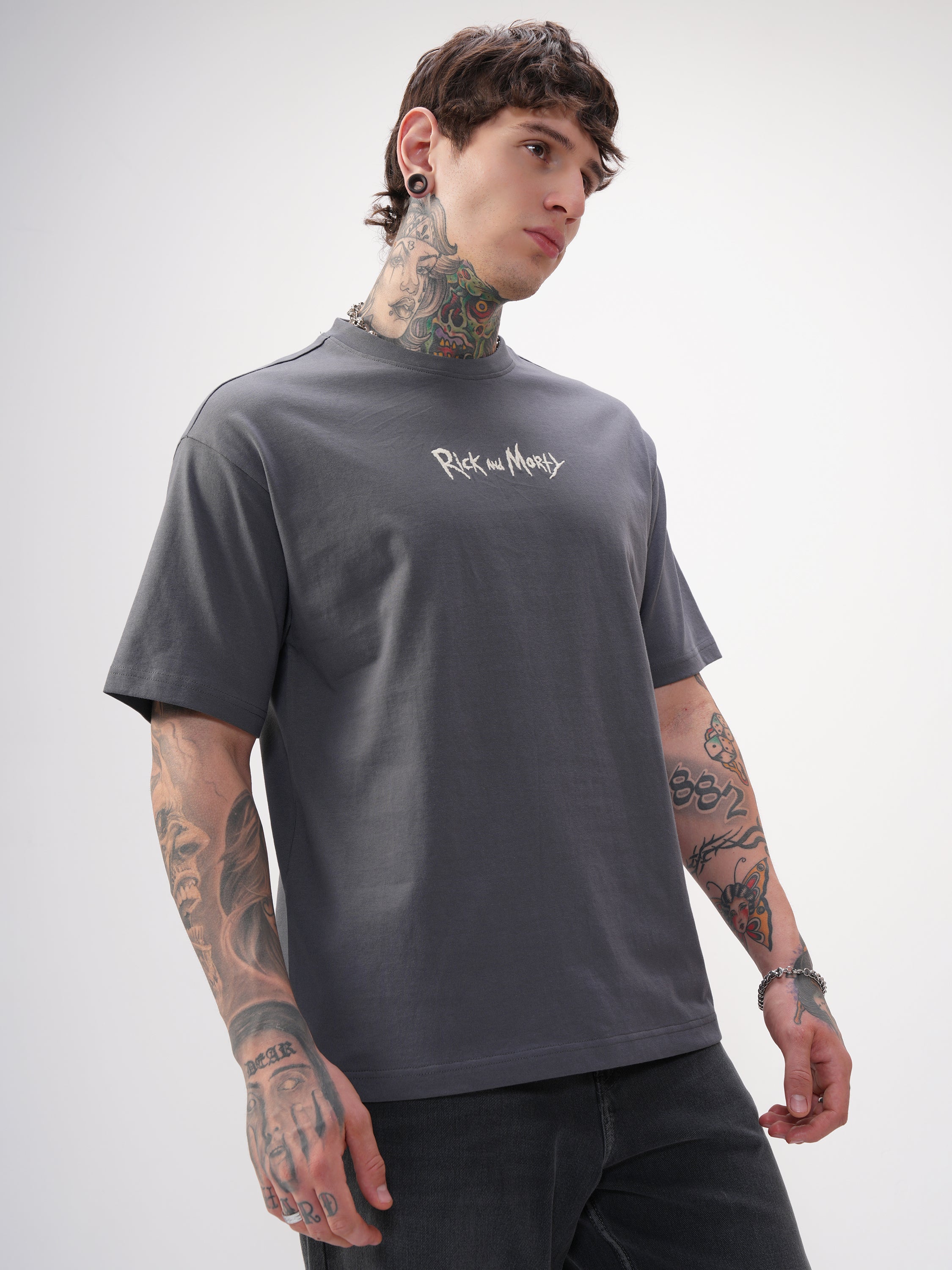 WB By Highlander Men Grey Rick And Morty Printed Round Neck T-Shirt - Grey - Image 6