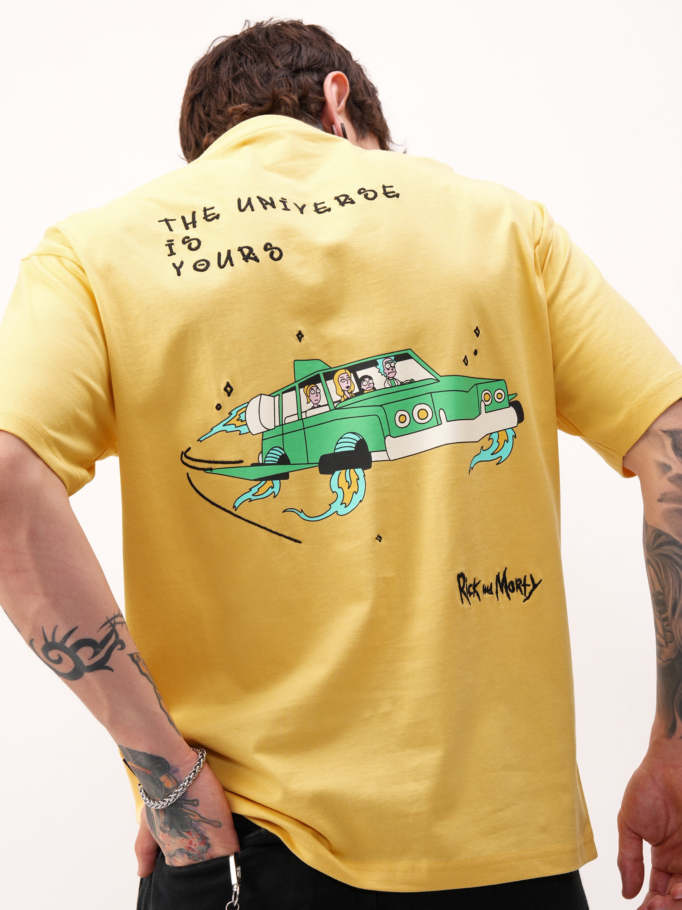 WB By Highlander Men Yellow Rick And Morty Printed Round Neck T-Shirt - Yellow - Image 1