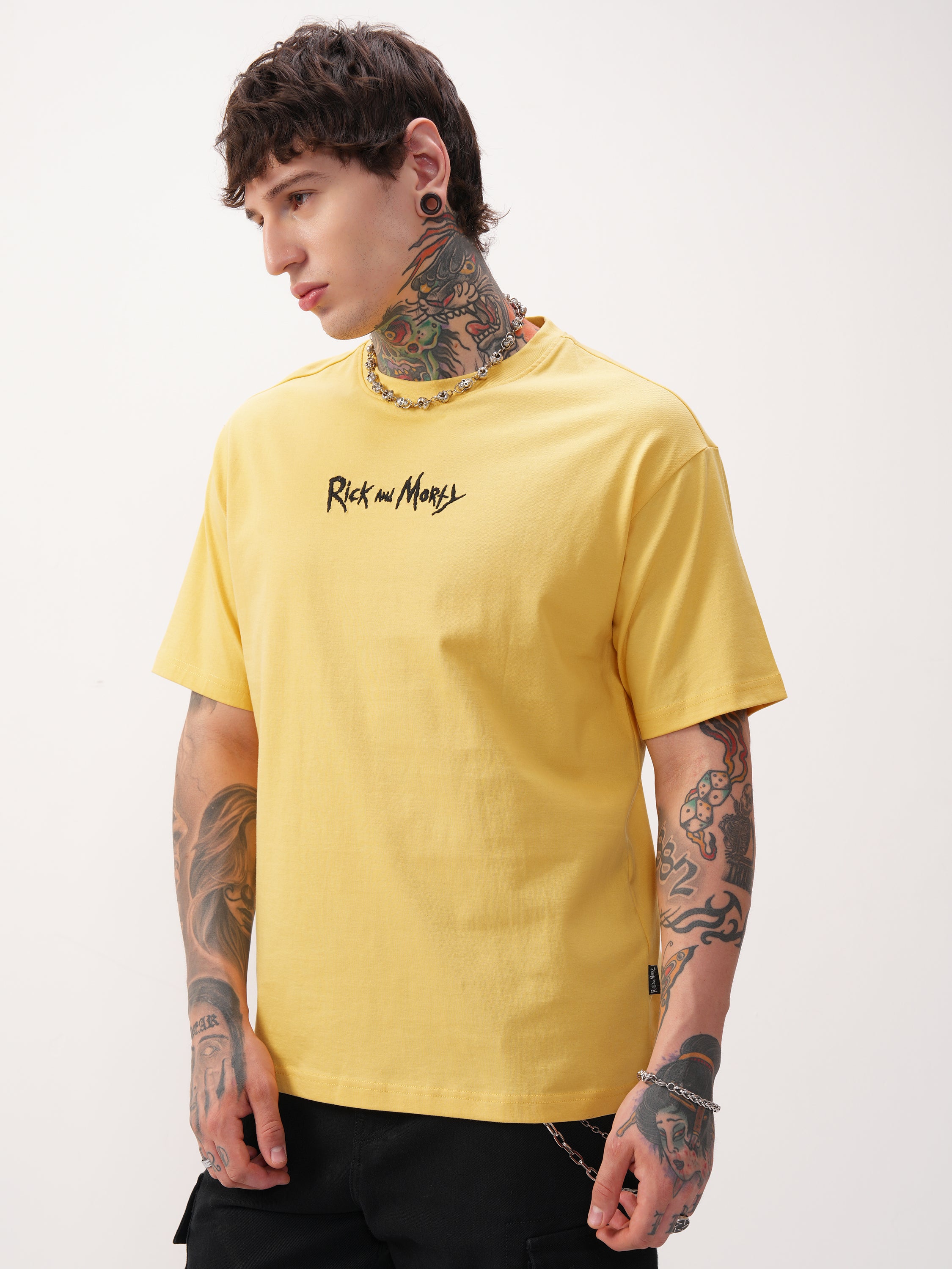 WB By Highlander Men Yellow Rick And Morty Printed Round Neck T-Shirt - Yellow - Image 4