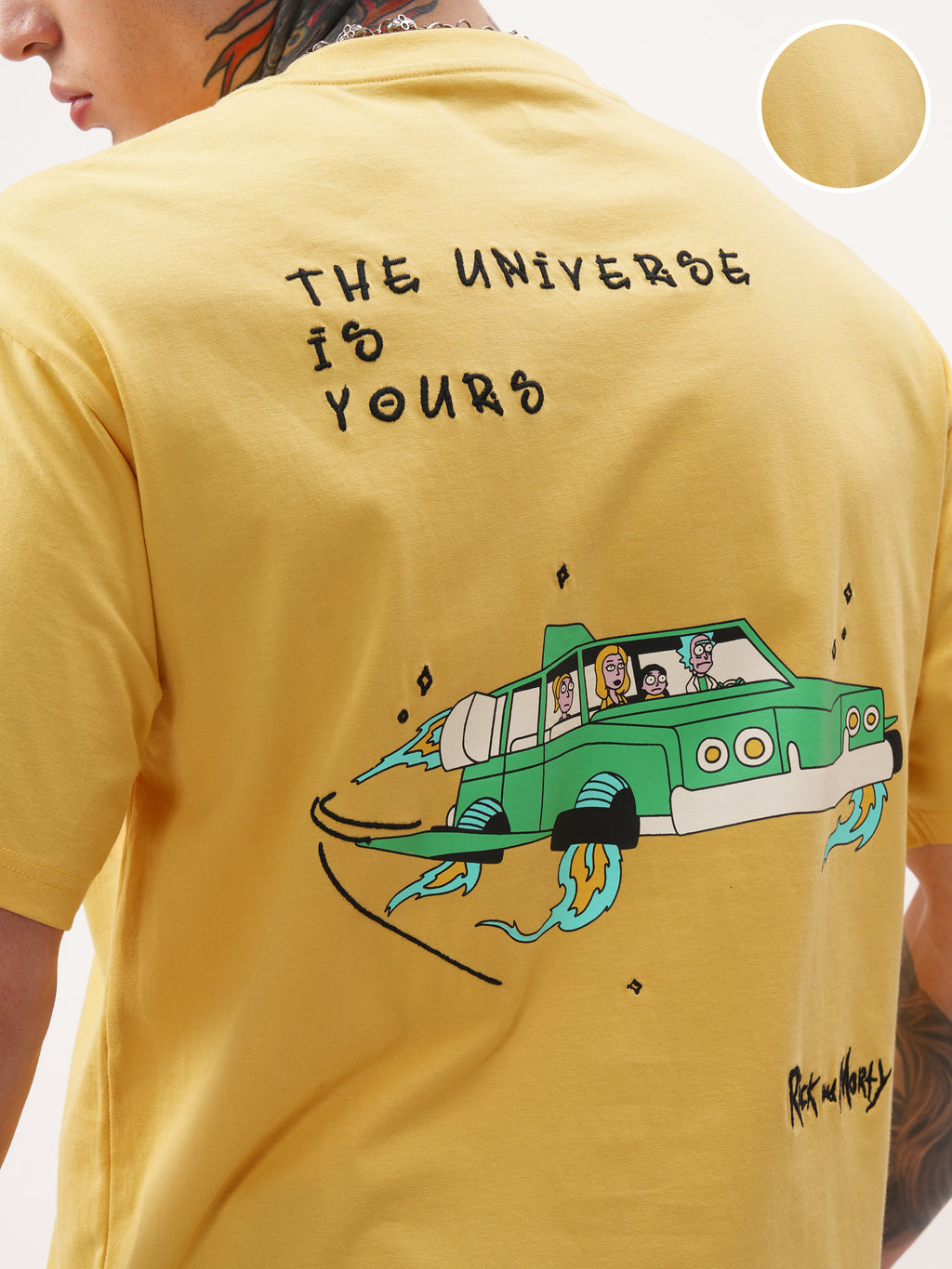 WB By Highlander Men Yellow Rick And Morty Printed Round Neck T-Shirt - Yellow - Image 5