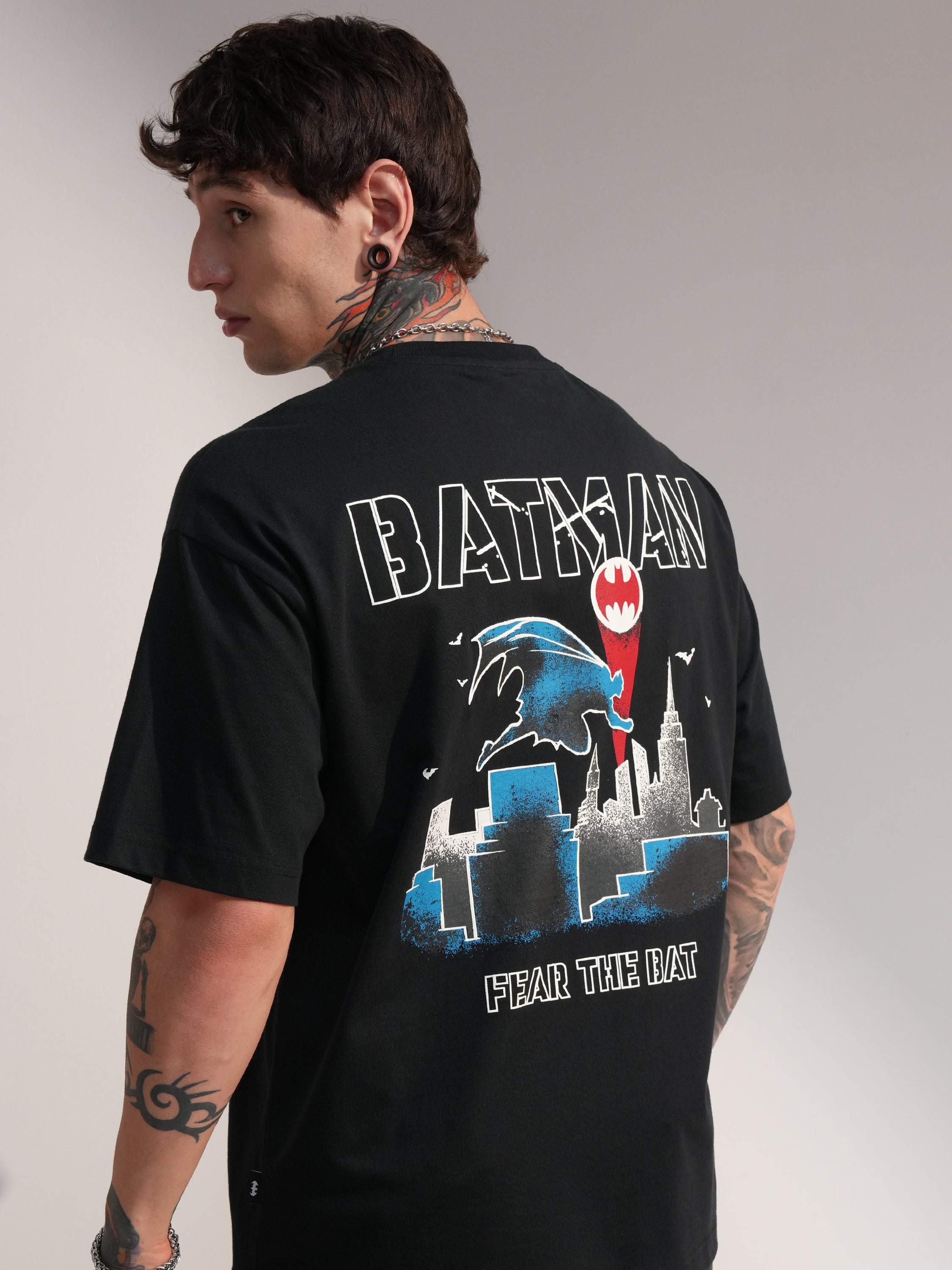 DC By Highlander Men Black Batman Printed Round Neck T-Shirt - Black - Image 1