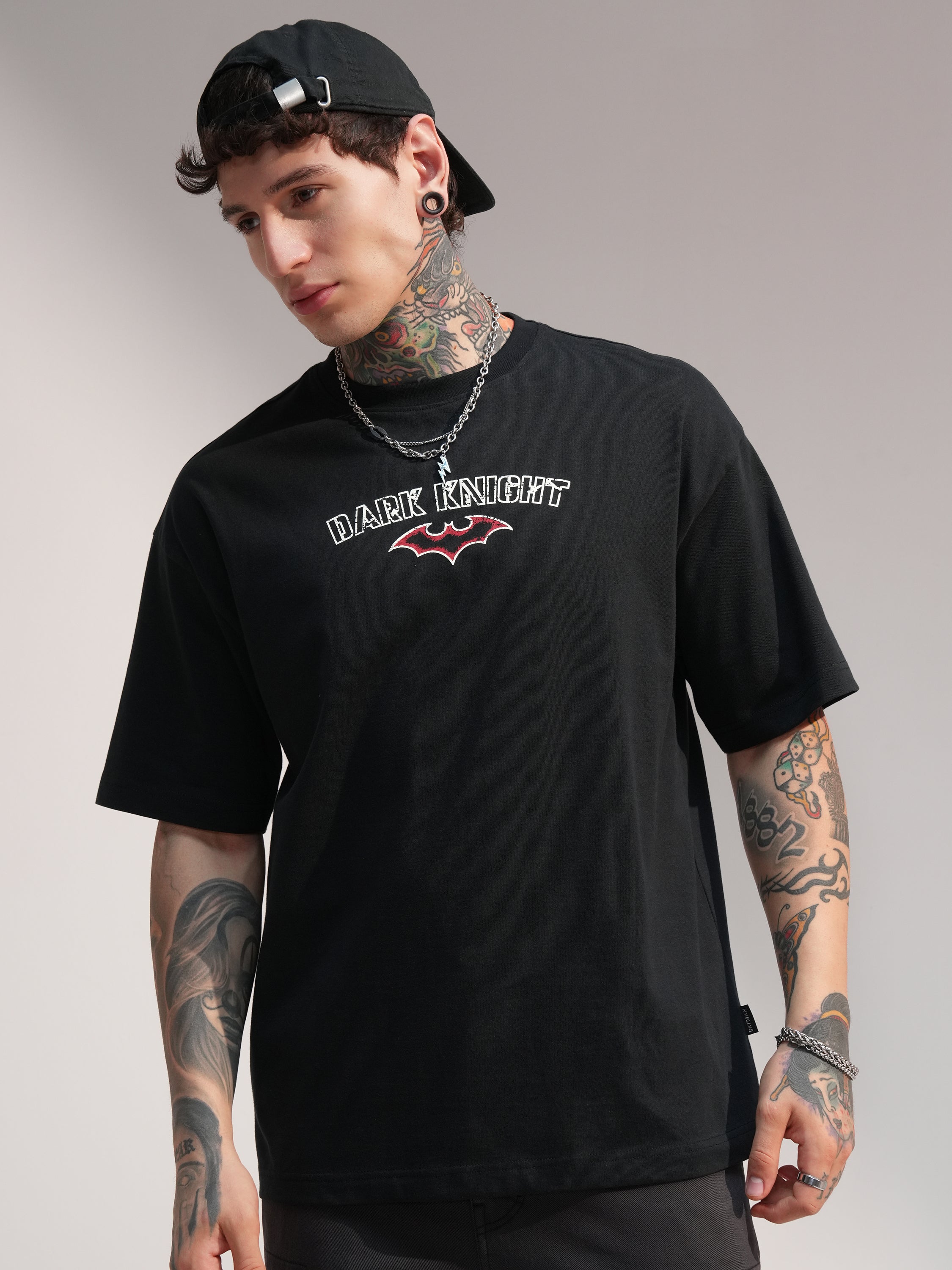 DC By Highlander Men Black Batman Printed Round Neck T-Shirt - Black - Image 3