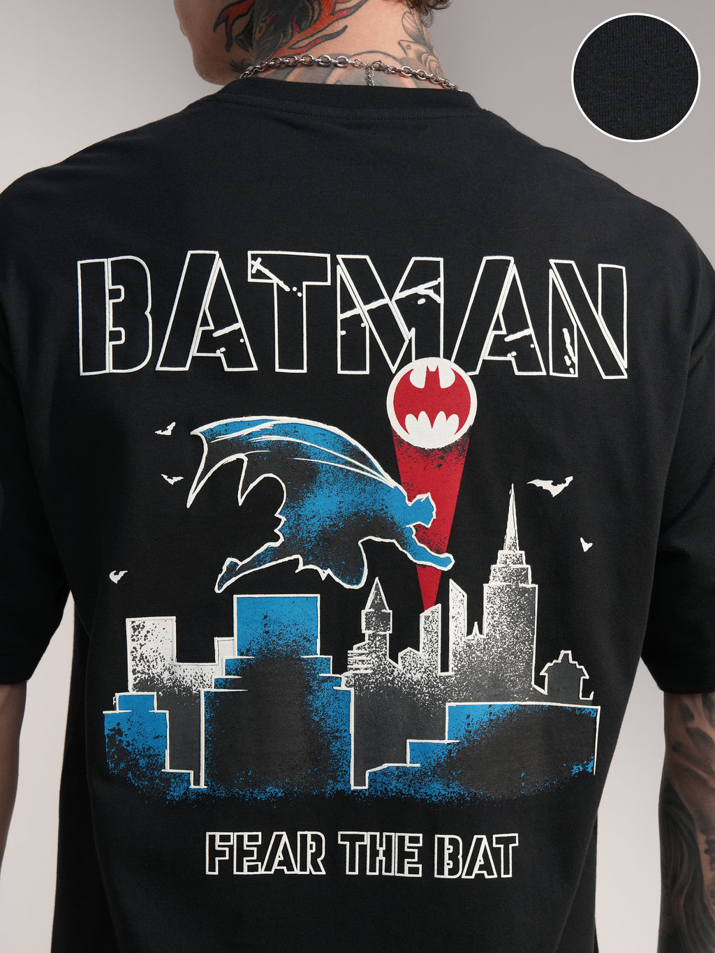 DC By Highlander Men Black Batman Printed Round Neck T-Shirt - Black - Image 5