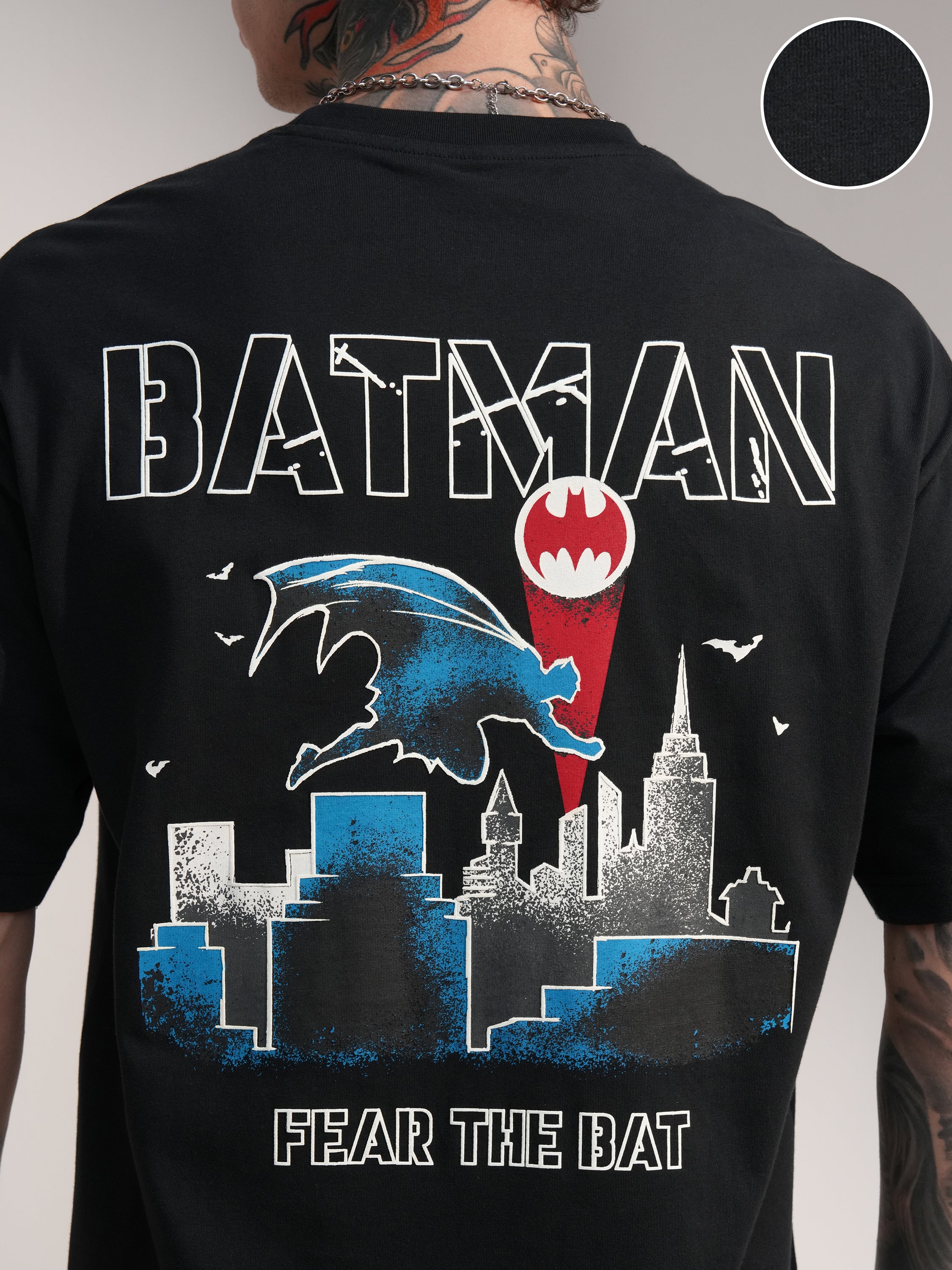 DC By Highlander Men Black Batman Printed Round Neck T-Shirt - Black - Image 5