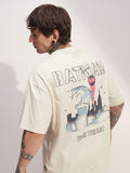 DC By Highlander Men Cream Batman Printed Round Neck Oversized Fit T-Shirt - Cream - Image 1