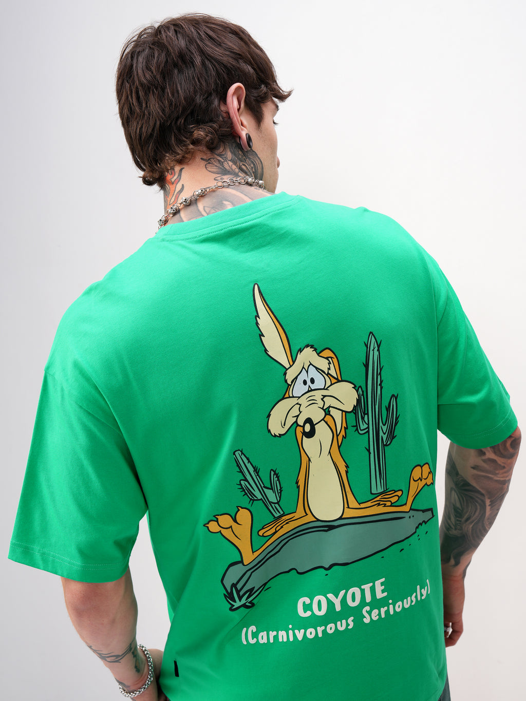 WB By Highlander Men Green Looney Tunes Printed Round Neck T-Shirt - Green - Image 1