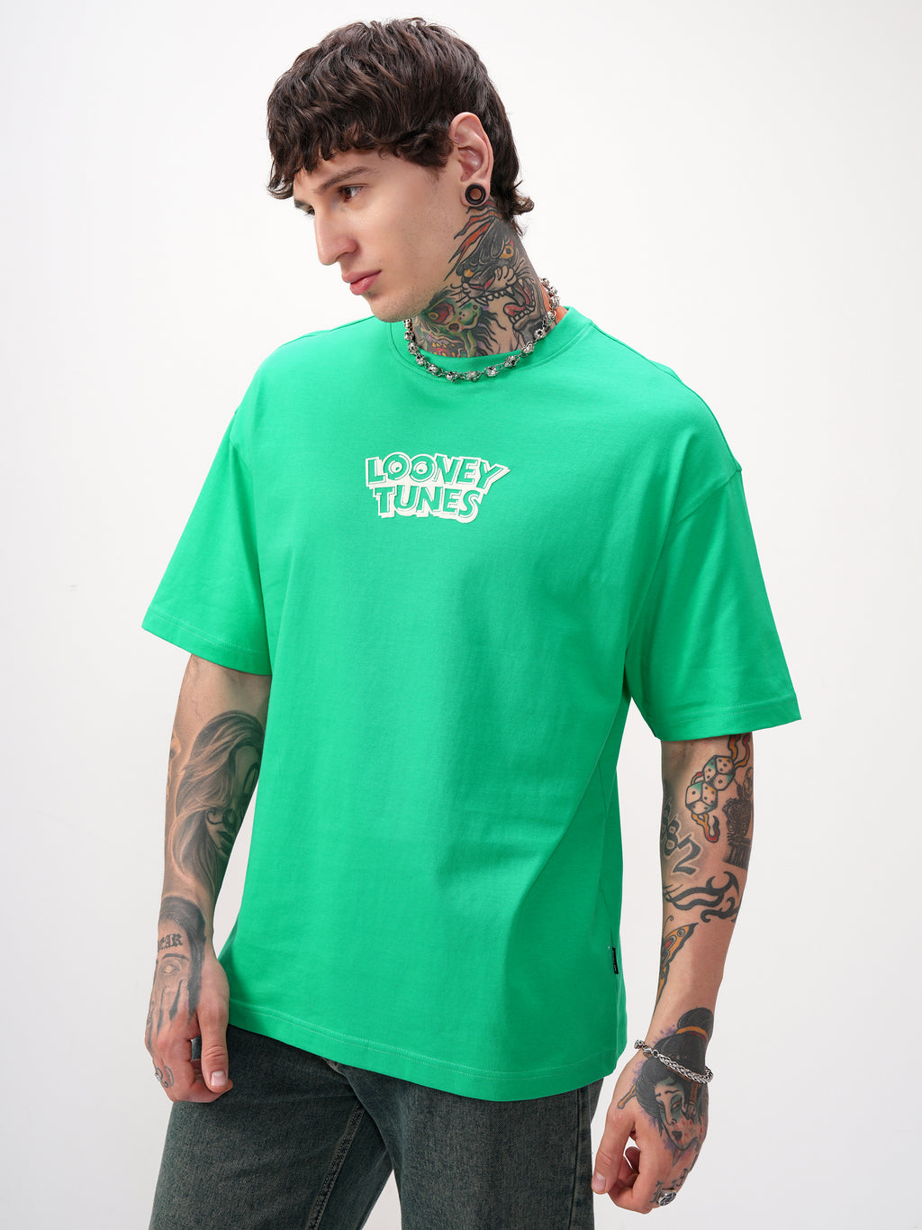 WB By Highlander Men Green Looney Tunes Printed Round Neck T-Shirt - Green - Image 4