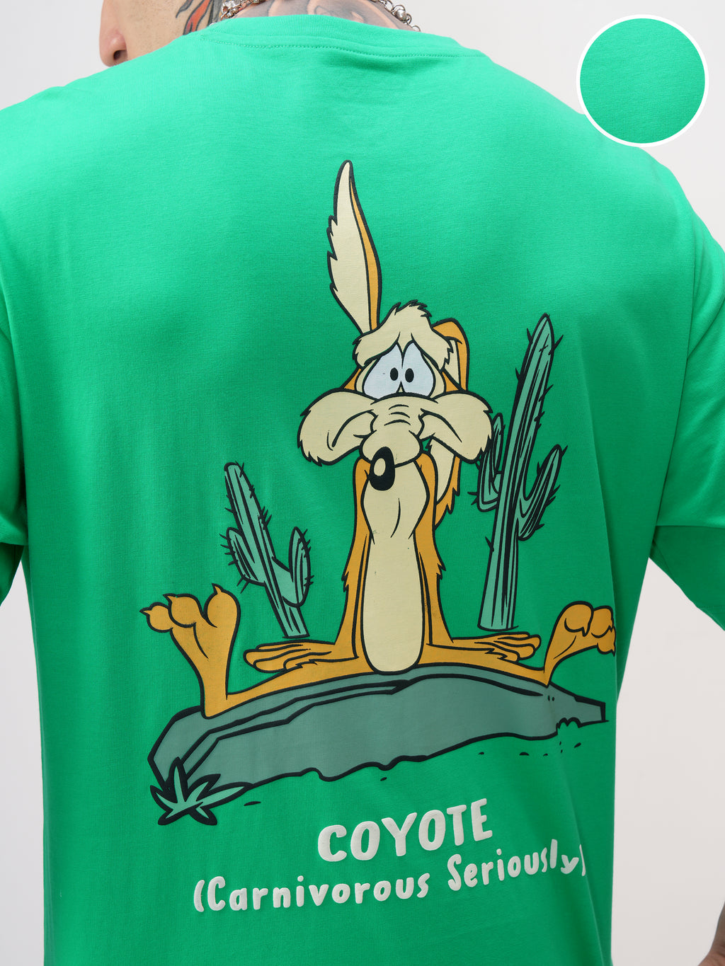 WB By Highlander Men Green Looney Tunes Printed Round Neck T-Shirt - Green - Image 5