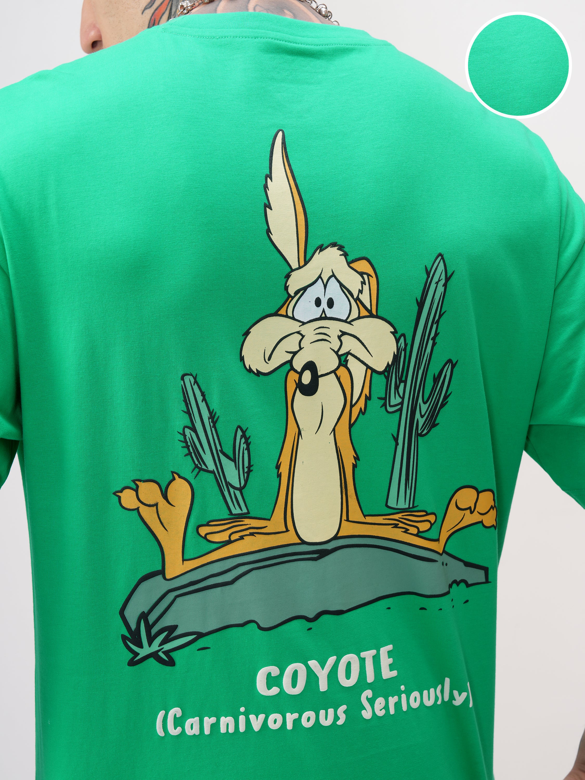 WB By Highlander Men Green Looney Tunes Printed Round Neck T-Shirt - Green - Image 5