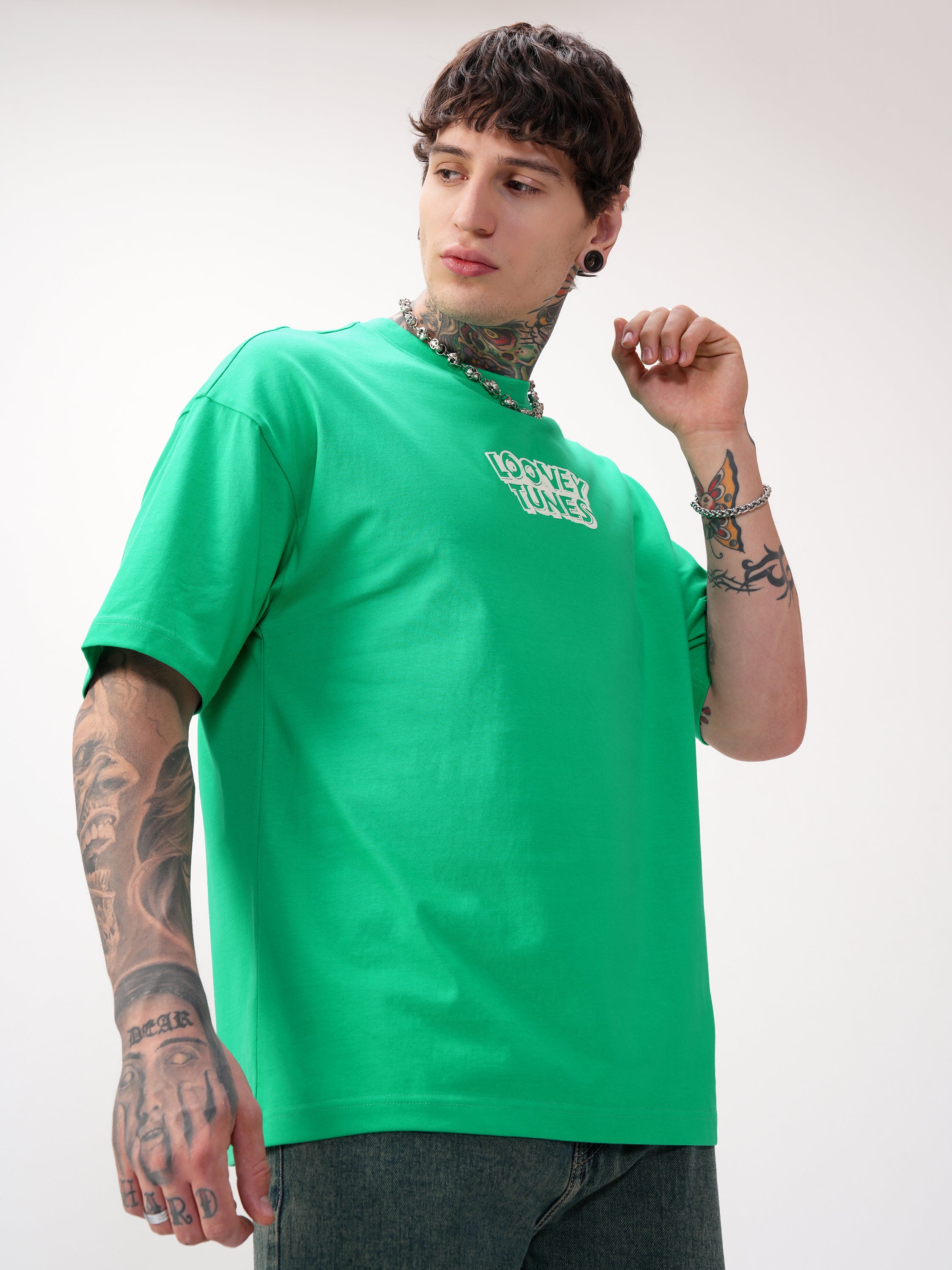 WB By Highlander Men Green Looney Tunes Printed Round Neck T-Shirt - Green - Image 6