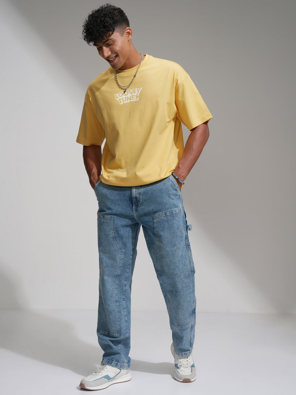 WB By Highlander Men Yellow Looney Tunes Printed Round Neck T-Shirt - Yellow - Image 2