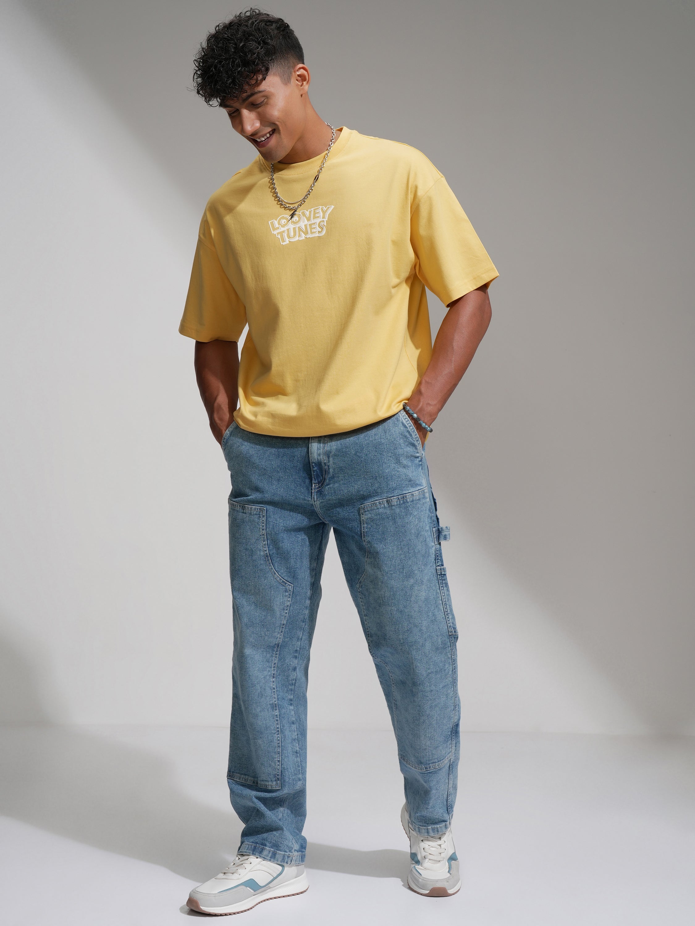 WB By Highlander Men Yellow Looney Tunes Printed Round Neck T-Shirt - Yellow - Image 2