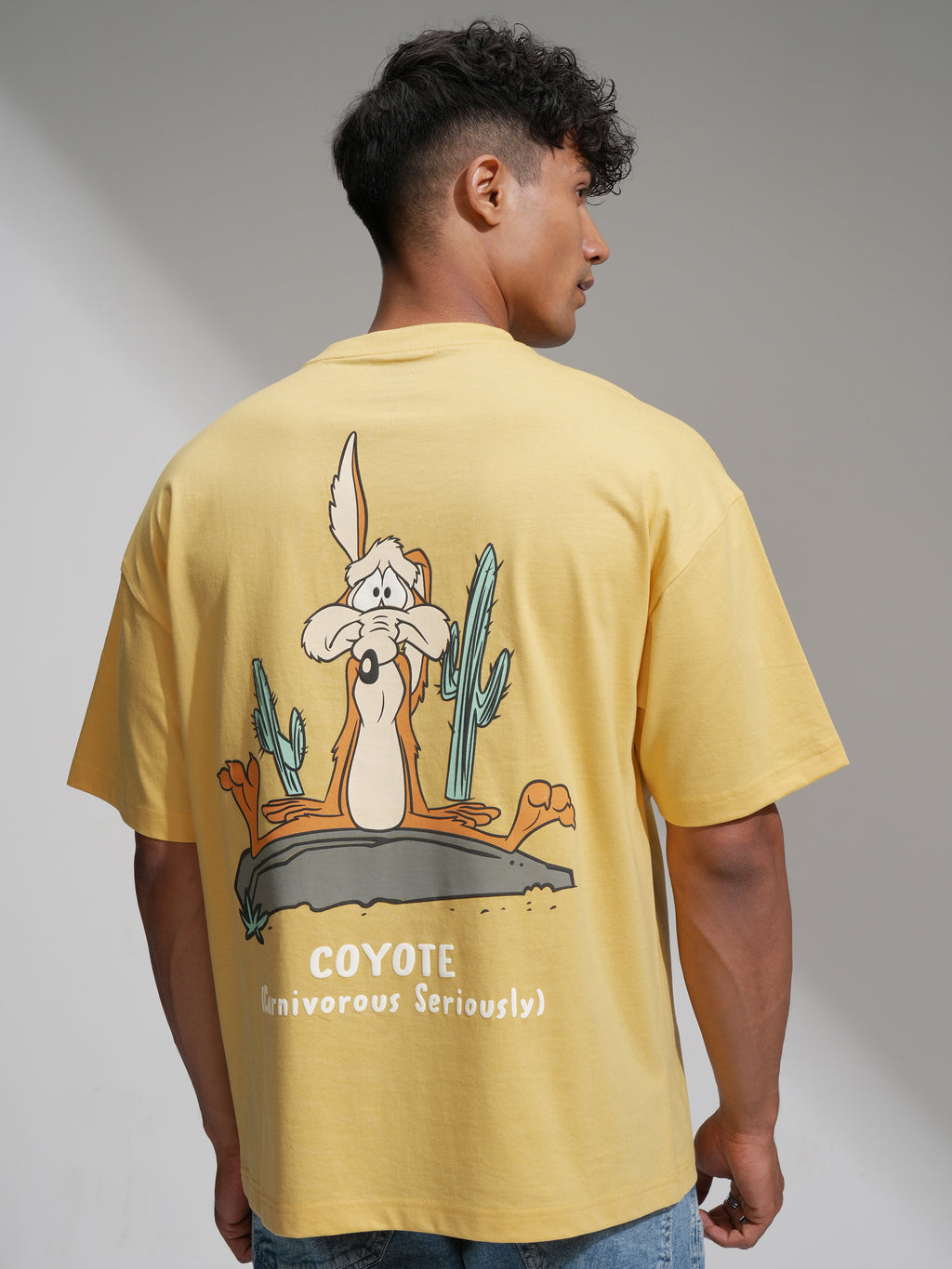WB By Highlander Men Yellow Looney Tunes Printed Round Neck T-Shirt - Yellow - Image 3