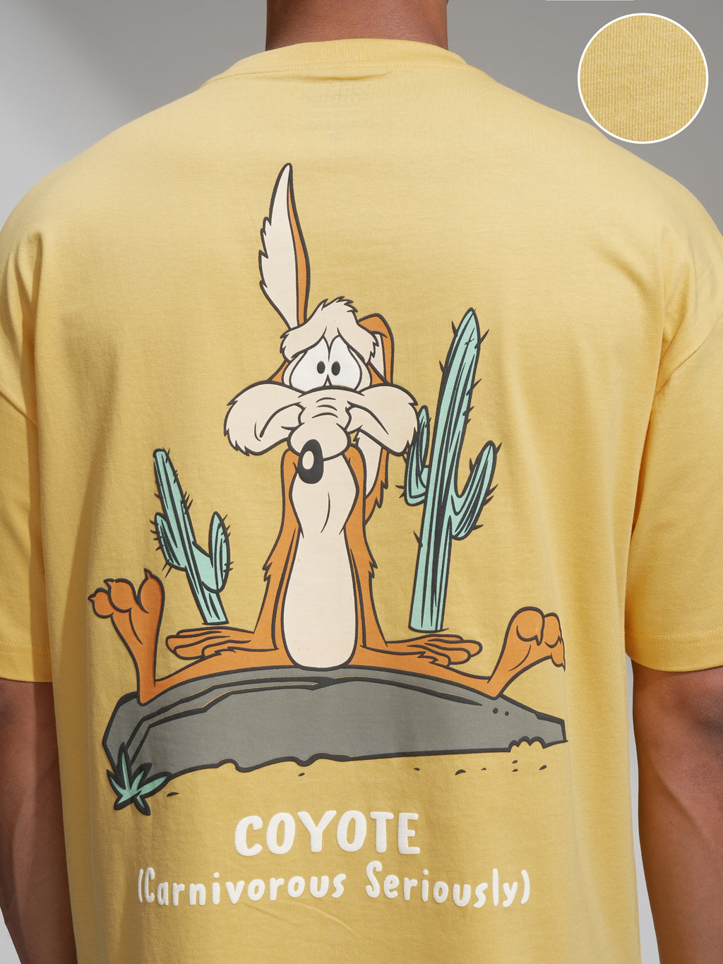 WB By Highlander Men Yellow Looney Tunes Printed Round Neck T-Shirt - Yellow - Image 5