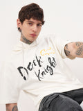 DC By Highlander Men Off White Batman Printed Hood Oversized Fit T-Shirt - Off White - Image 1