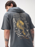 WB By Highlander Men Grey Looney Tunes Printed Hood Oversized Fit T-Shirt - Grey - Image 1