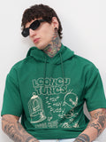 WB By Highlander Men Green Looney Tunes Printed Hood Oversized Fit T-Shirt - Green - Image 1