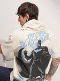 DC By Highlander Men Cream Batman Printed Hood Oversized Fit T-Shirt - Cream - Image 1