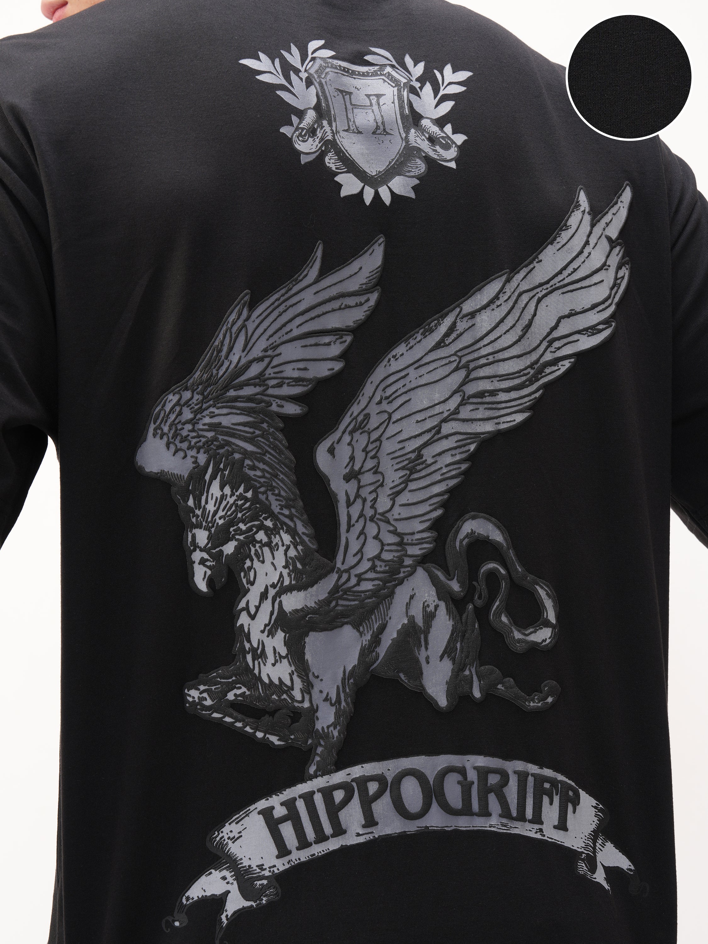 WB By Highlander Men Black Harry Potter Printed Round Neck Oversized Fit T-Shirt - Black - Image 5
