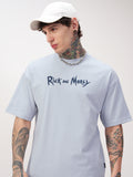 WB By Highlander Men Blue Rick And Morty Printed Round Neck Oversized Fit T-Shirt - Blue - Image 1